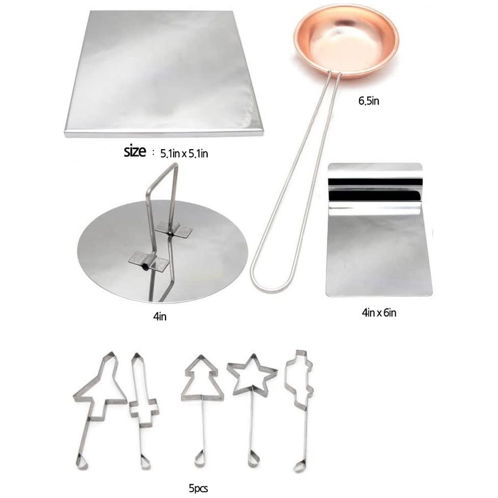 Korean Dalgona Kit Squid Game Sugar Candy Making Tools Pure Copper Plate 9PCS Set 5