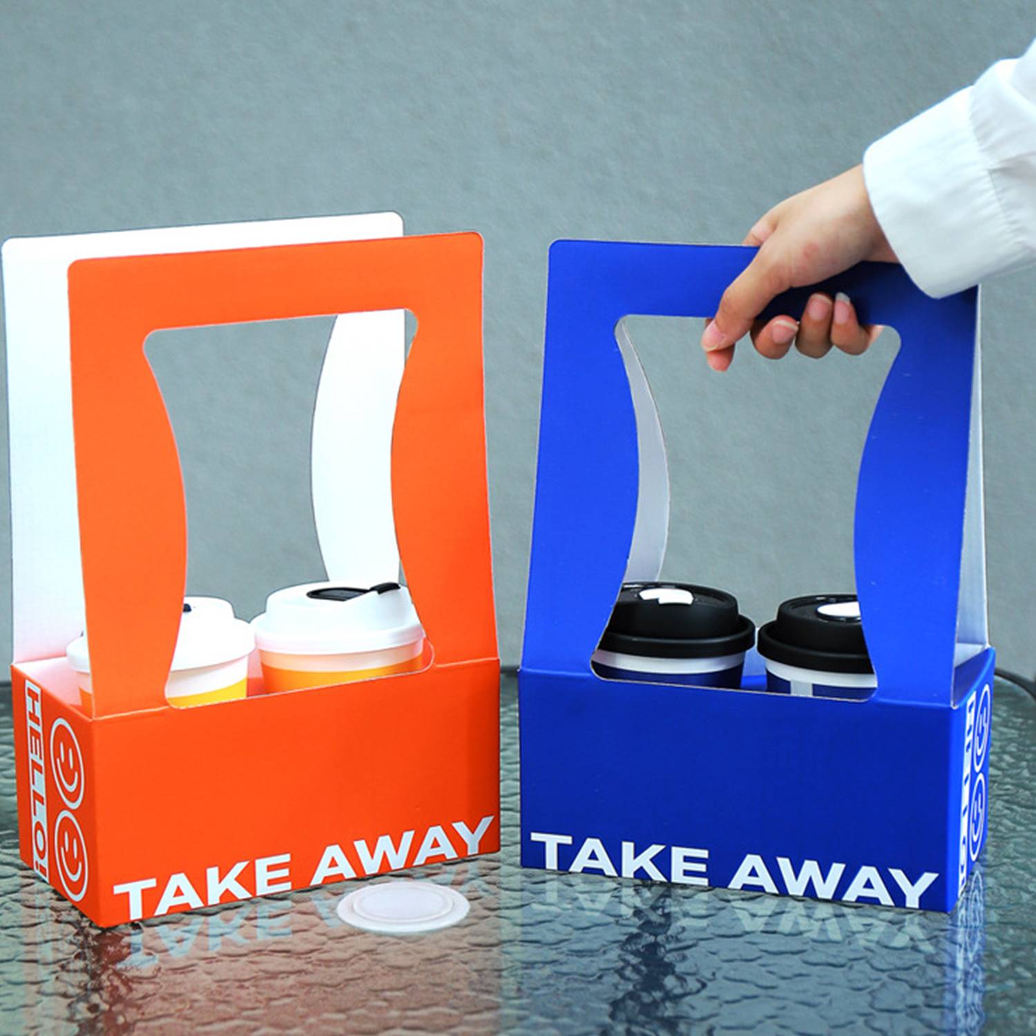 Colorful Fahion Paper 2 Cup Holder W/ Handles 5