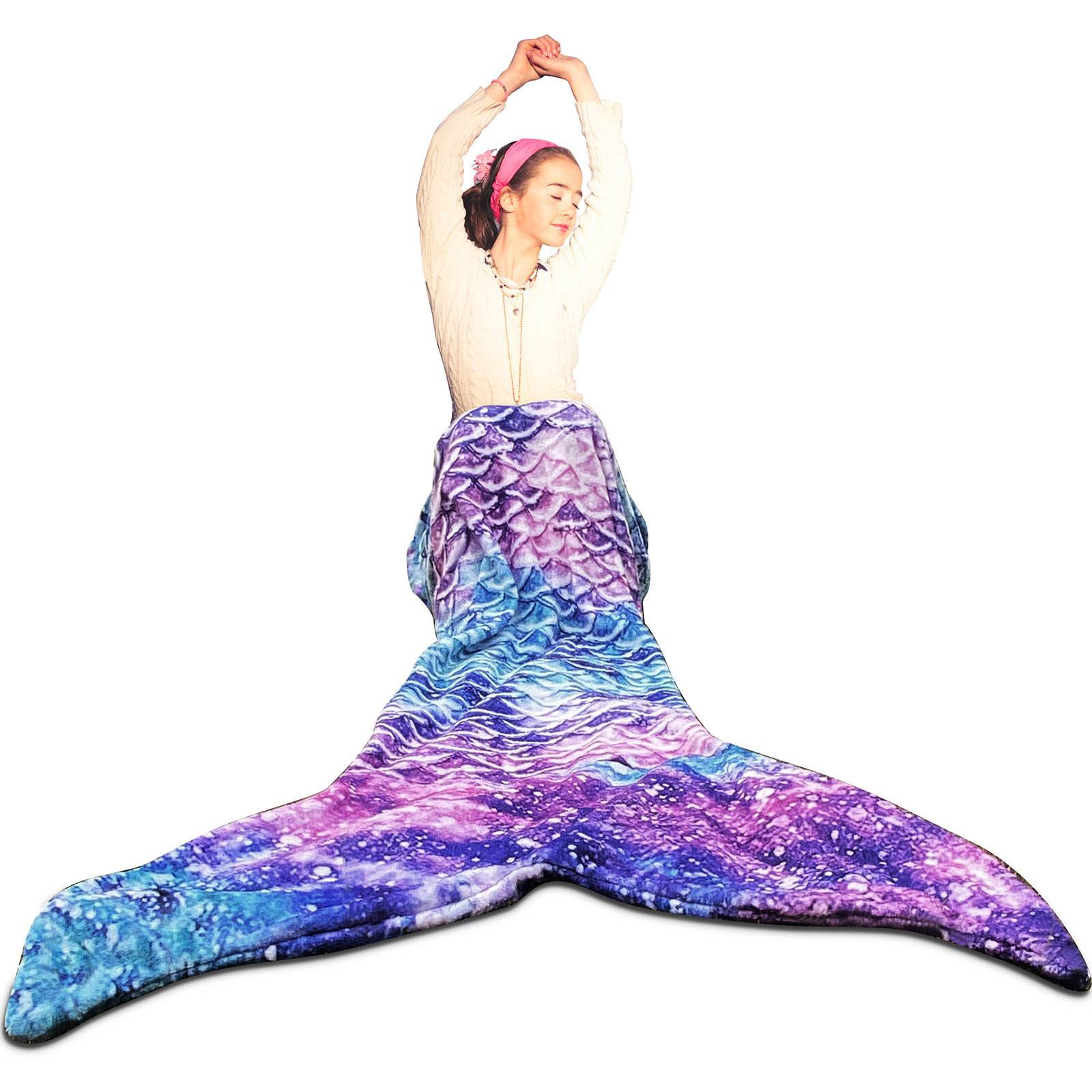 60 x 24 in Flannel Mermaid Tail Portable Blanket Sleep 6