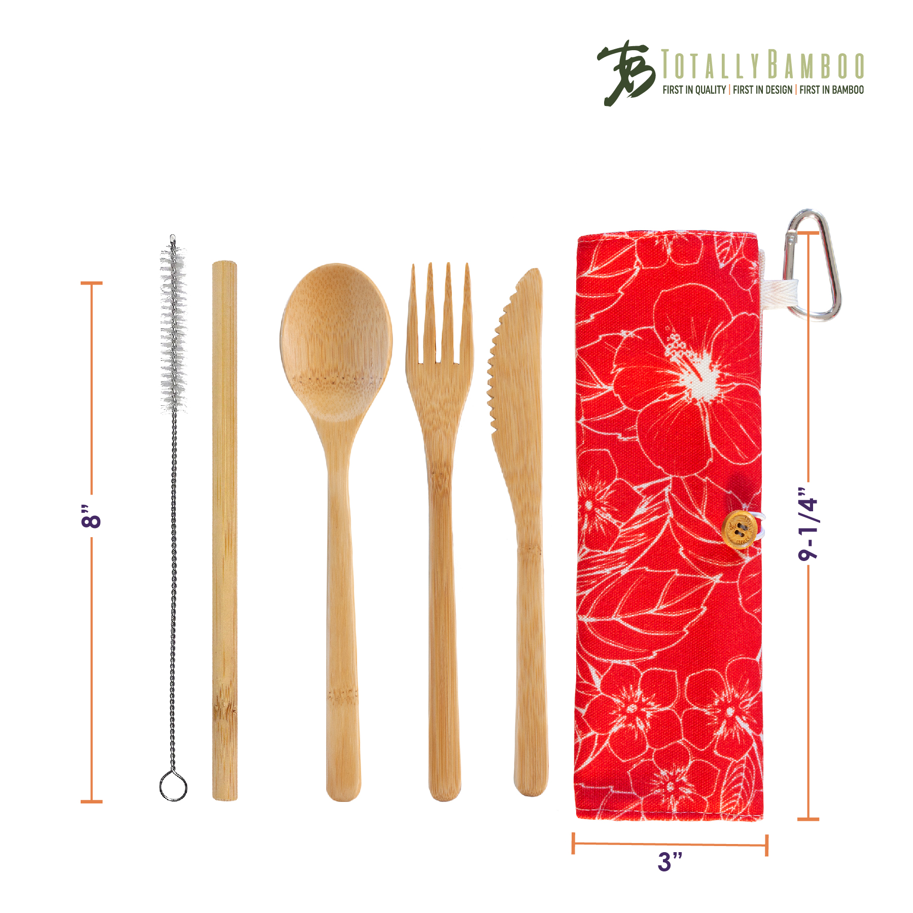 Take-Along Flatware Utensil Roll - Red Hibiscus 3