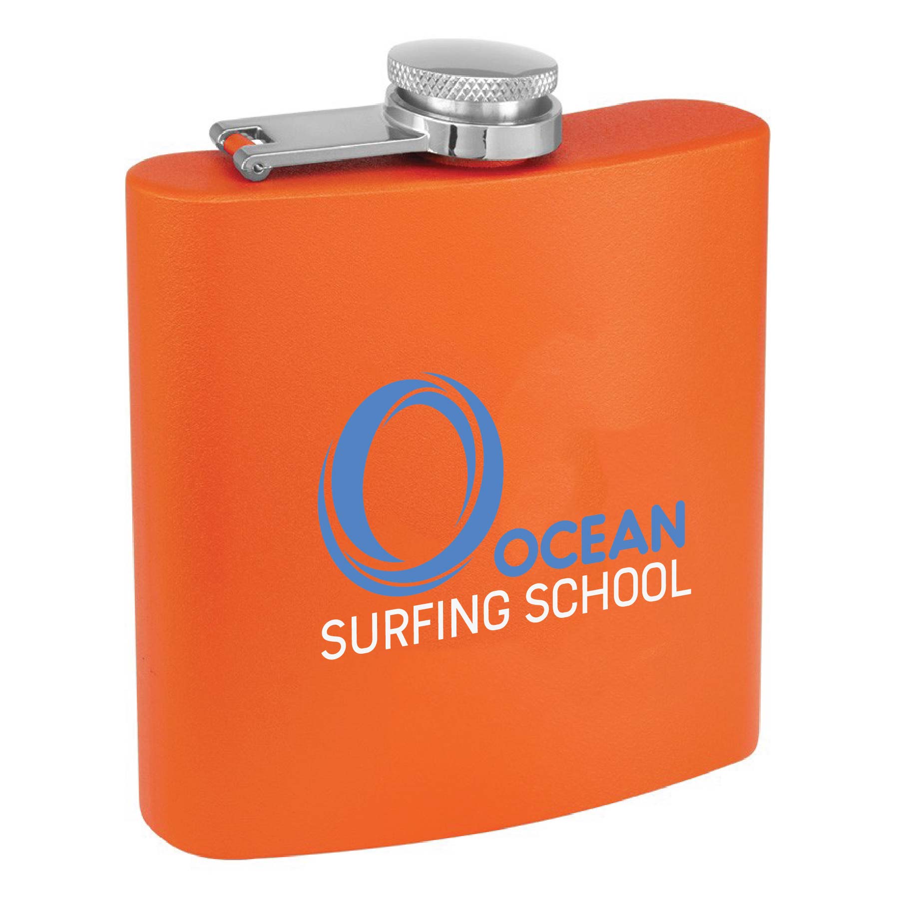 6 Oz. Matte Orange Powder Coated Stainless Steel Flask