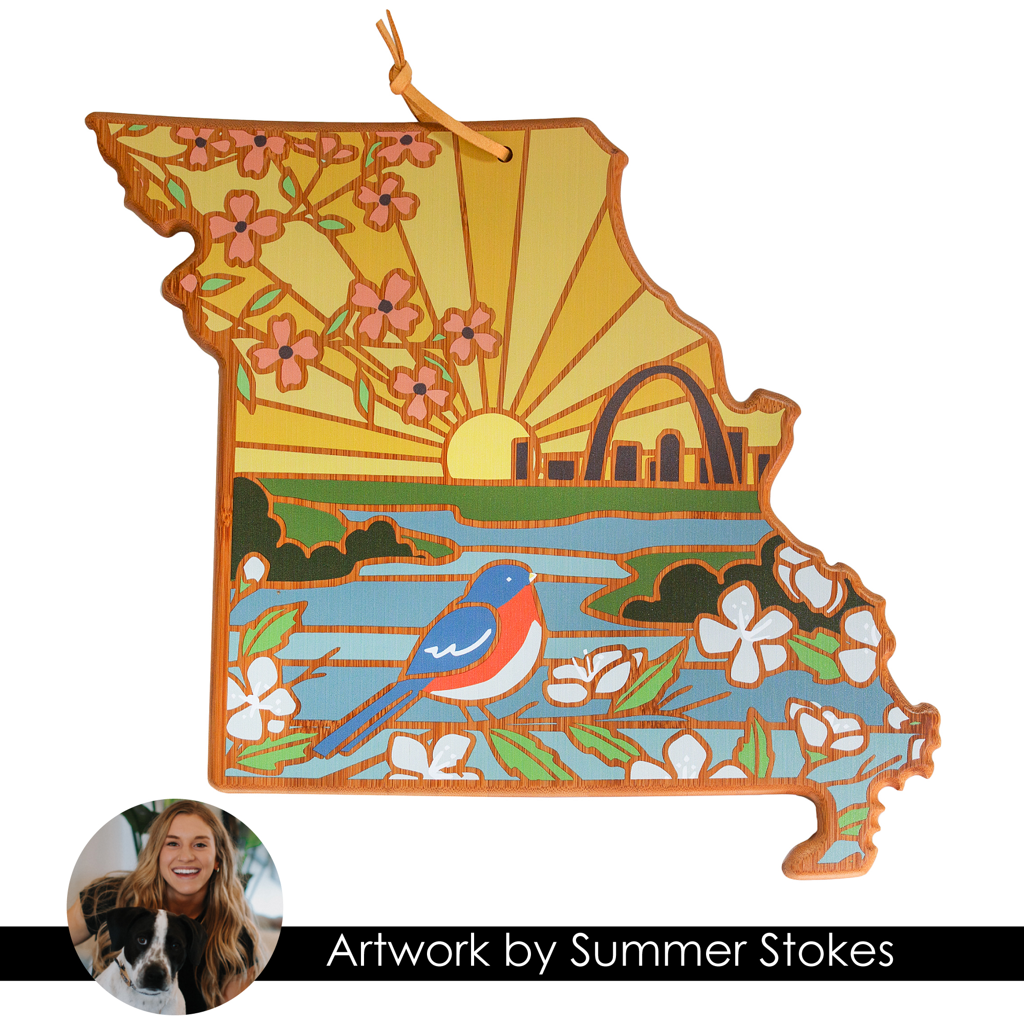 Missouri State Shaped Serving and Cutting Board with Artwork by Summer Stokes 5