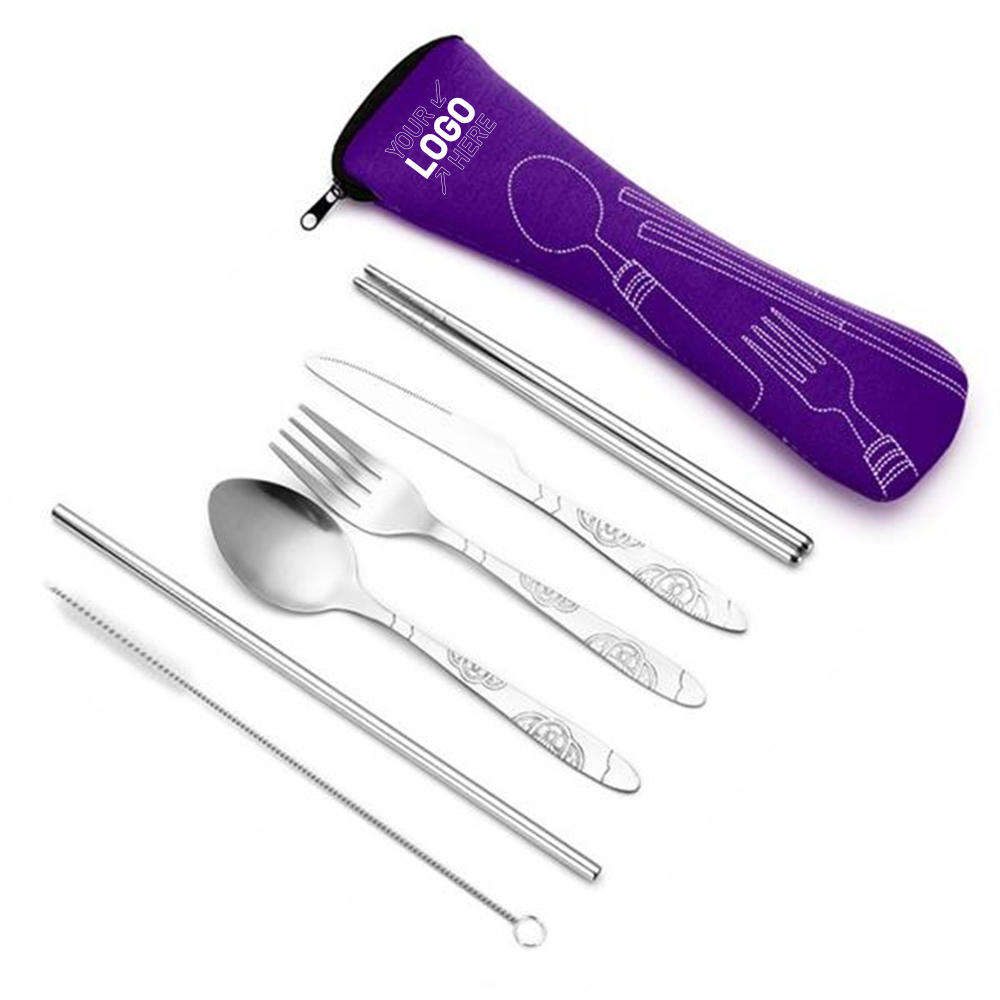travel stainless steel cutlery bag set 5