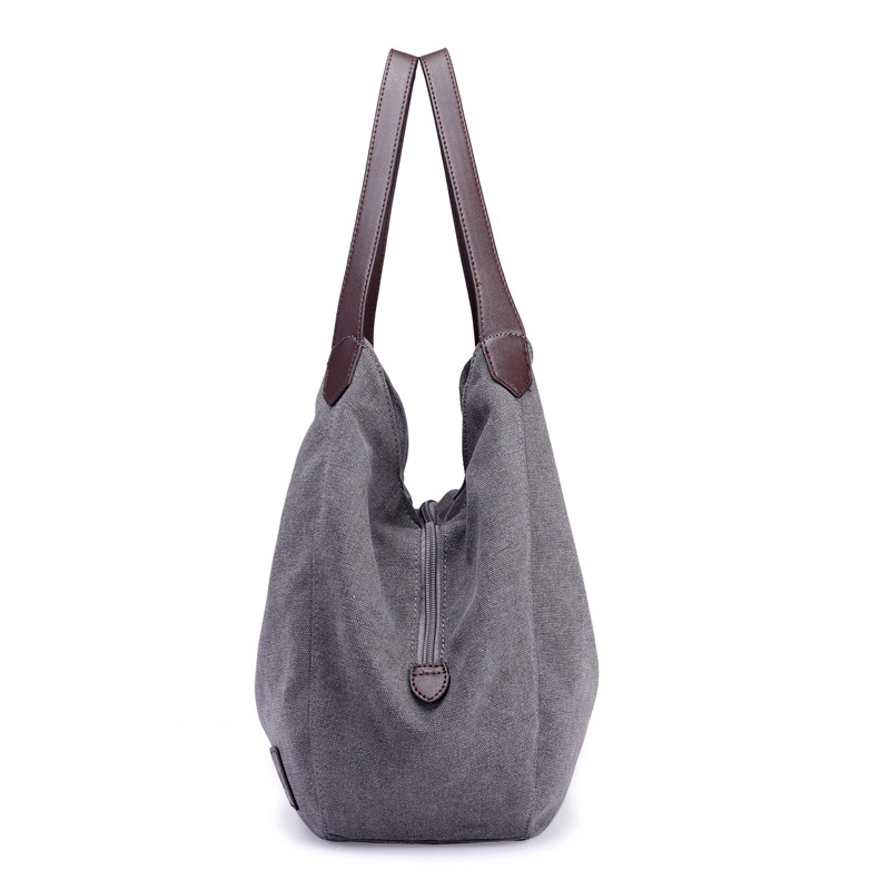 Custom Women's Canvas Tote Handbags Multi-pocket, custom tote bag with logo imprint 5