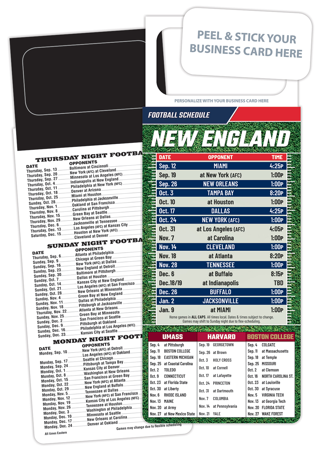 Pro Football Schedule Magnet - Peel and Stick Business Card (3.5x9) 1