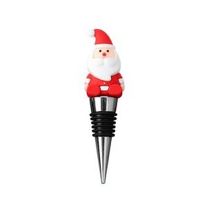 Adorable PVC Sitting Santa Claus Wine Cork Bottle Stopper 1
