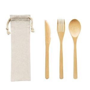 3 In 1 Bamboo Flatware Set Fork Knife Spoon Eco Friendly Lightweight Portable 7