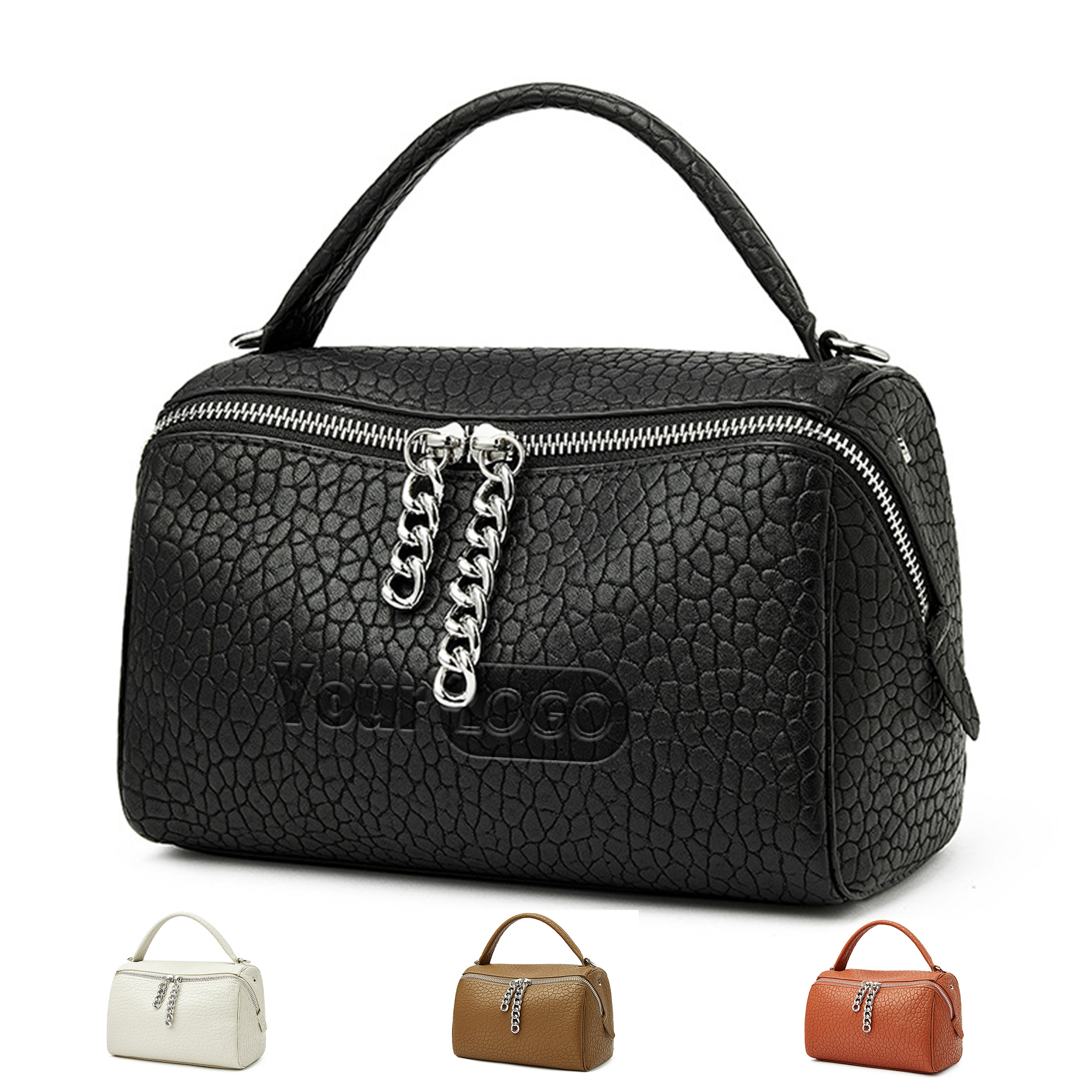 Genuine Leather Vintage zipper cross-body Boston women's bag 4