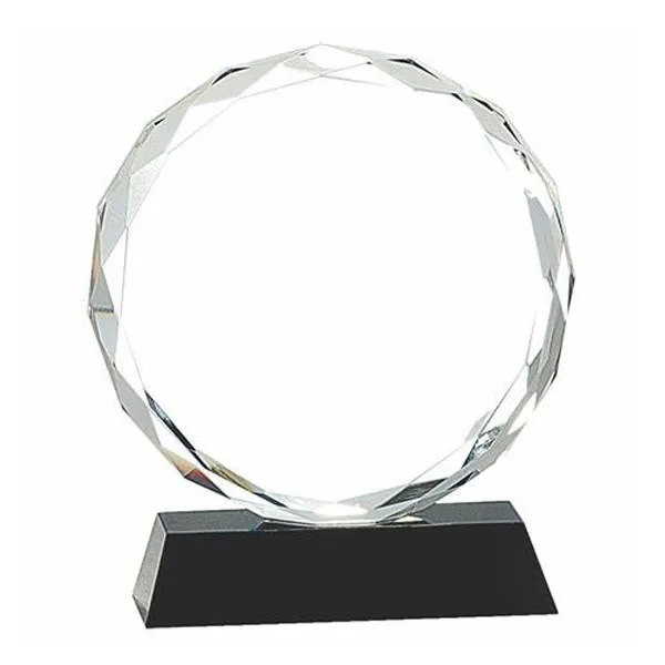Crystal Faceted Circle Award on Black Base 4