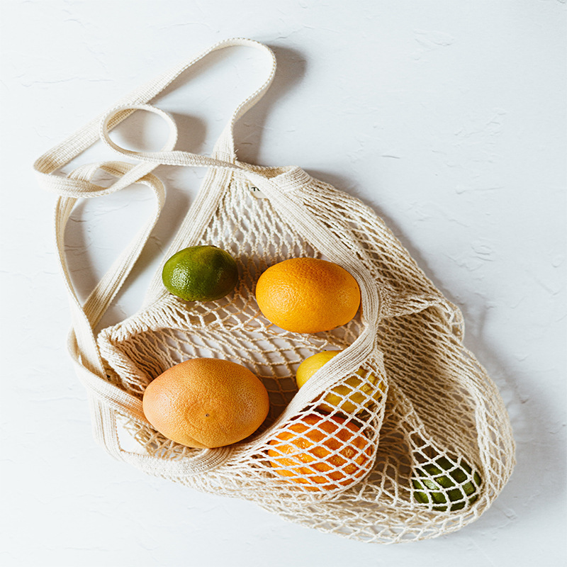 Market Cotton Kitchen Netted Portable Tote Bag 5