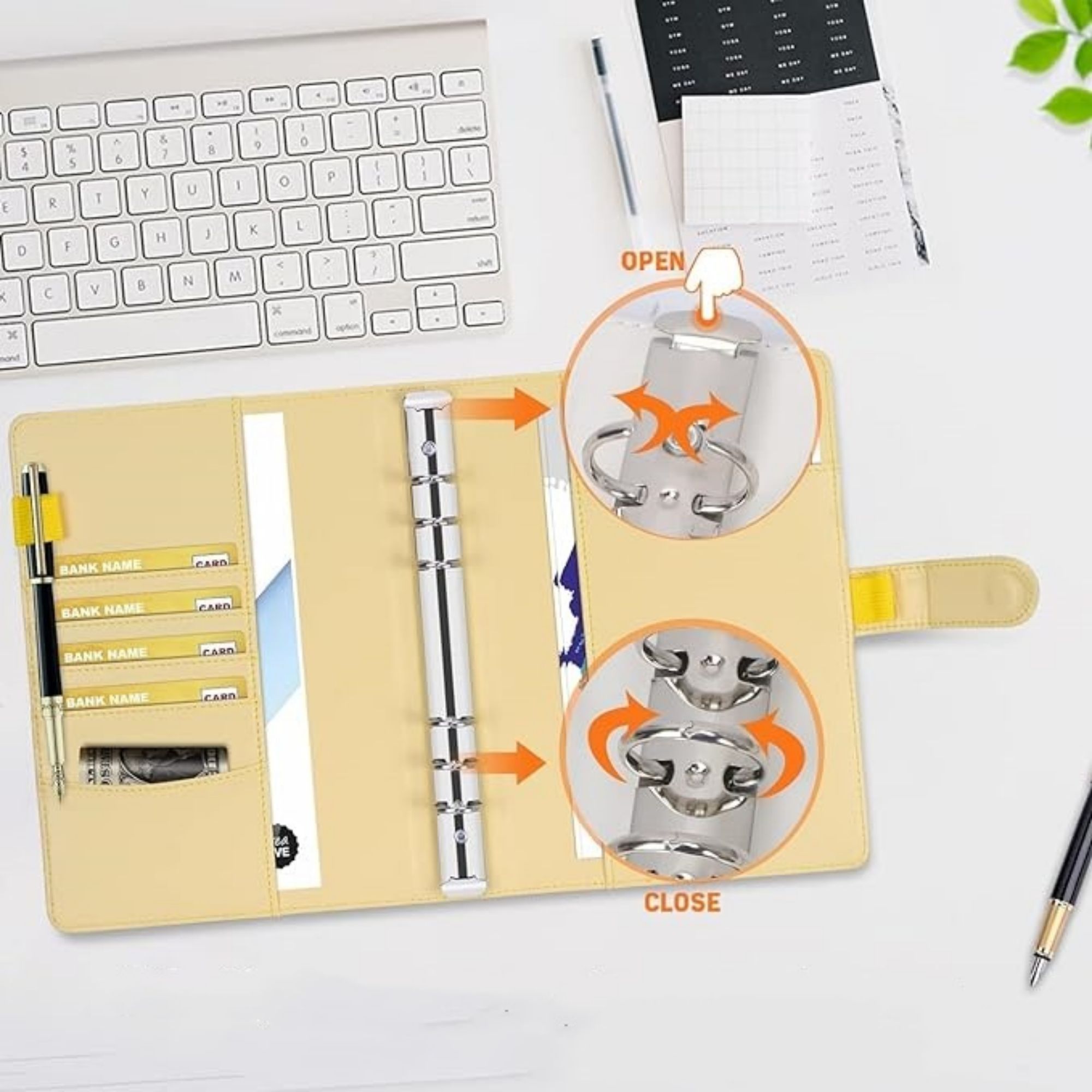 A6 160 Pages Loose Leaf Binder Cover With Magnetic Buckle Closure 6