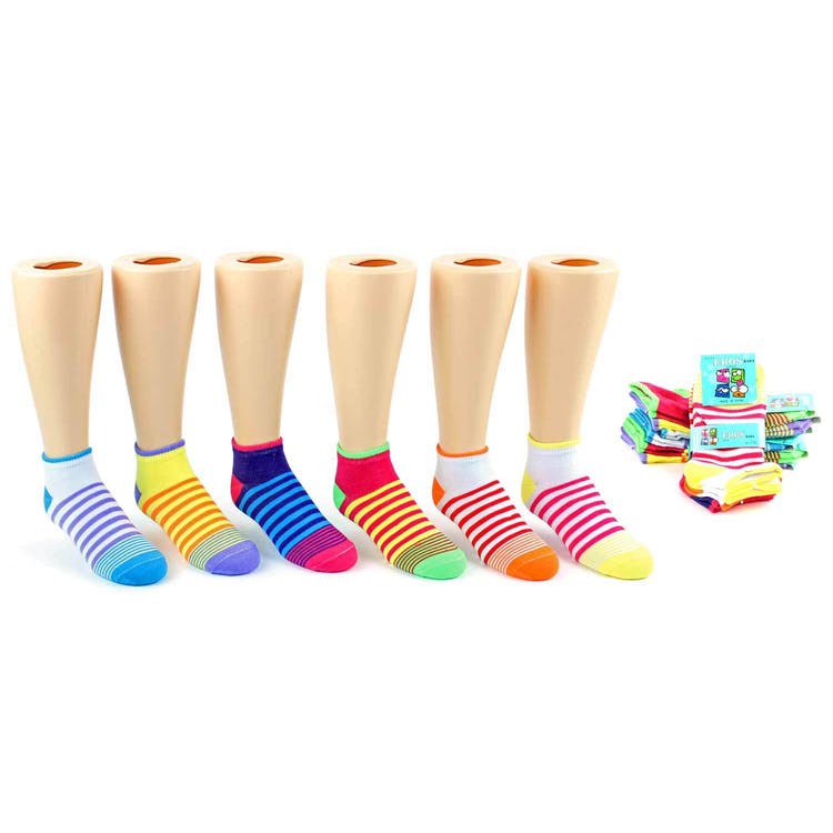 Girls' Ankle Socks - Striped Size 6-8 2