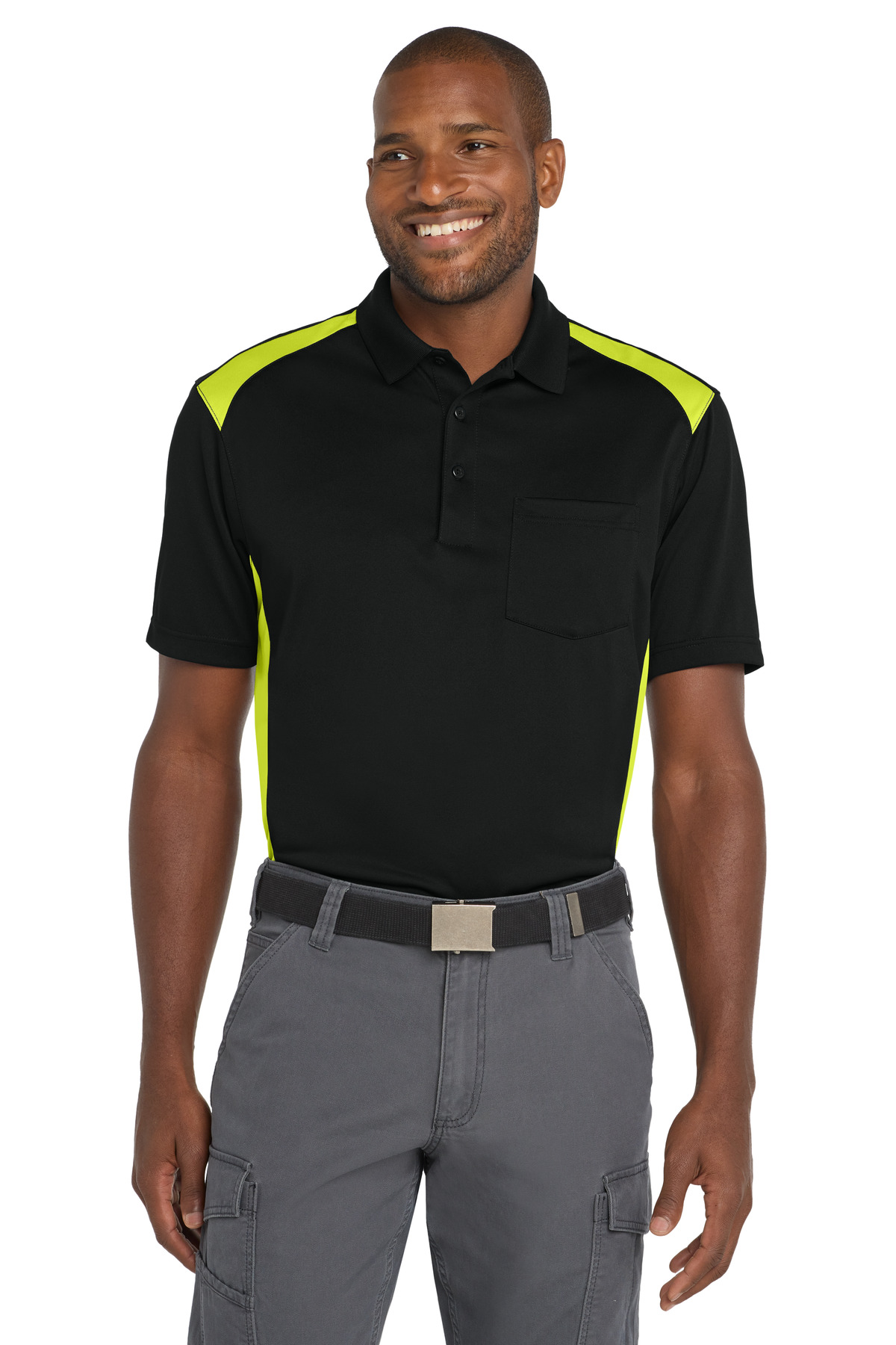 CornerStone Select Snag-Proof Two Way Colorblock Pocket Polo. CS416 28