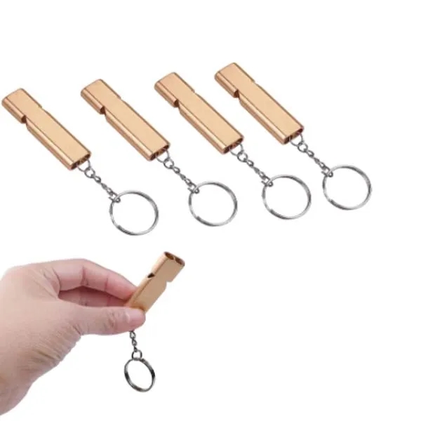 Emergency Double Tubes Metal Whistle Keychain 5