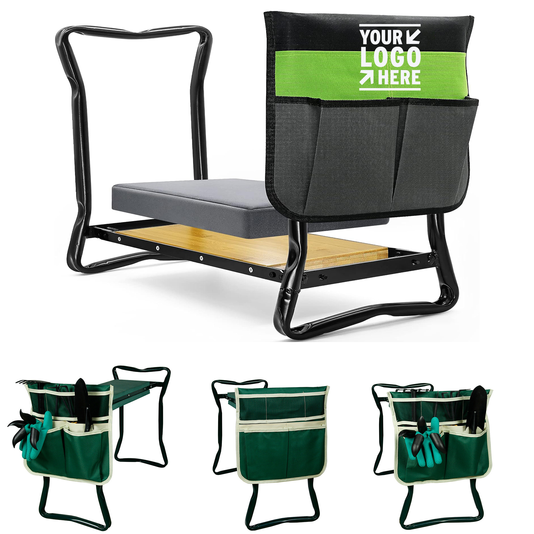 Upgrade Bench 2-inch Thick Kneeling Pad 1 Larger Tool Bags Bamboo Garden Heavy Duty Seat 2