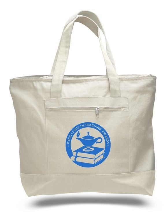12 Oz. 2 Tone Canvas Zipper Tote Bag - 18"x14"x4 1/2" 1
