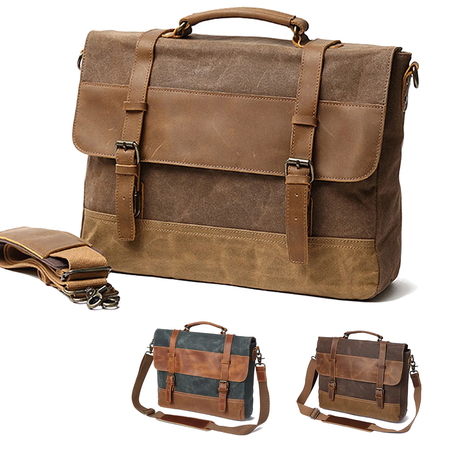 Canvas Leather Computer Laptop Bag 1