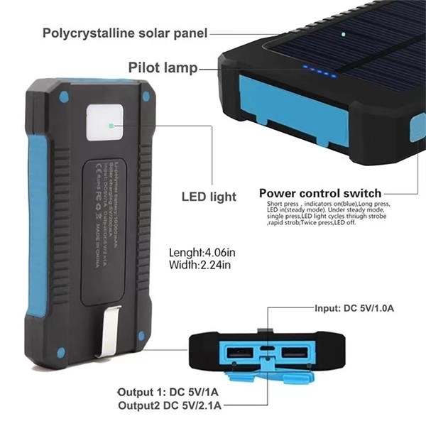 10000mAh Solar Charger with Compass 7
