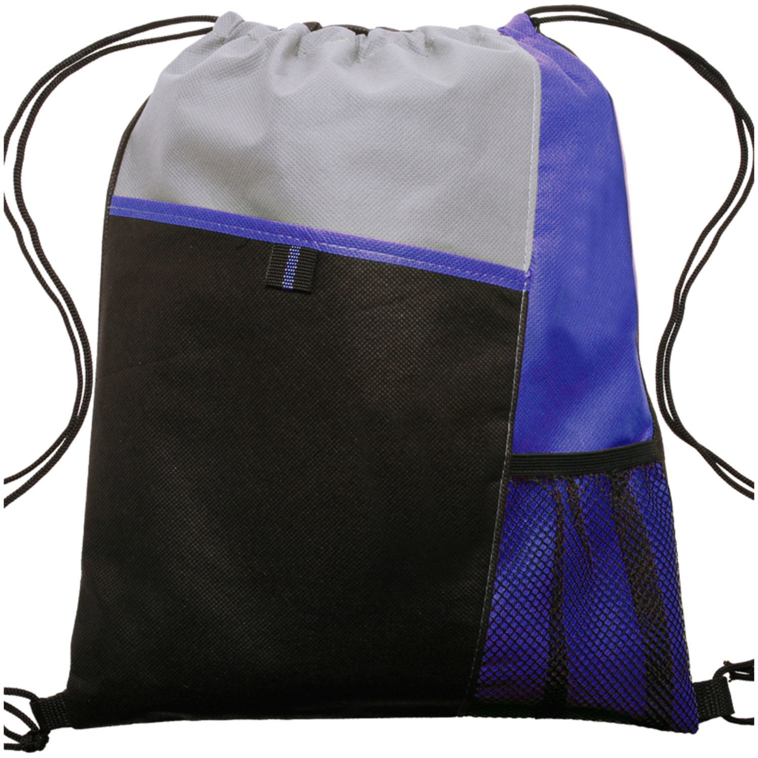 Tri Color Non-Woven Drawstring Backpack W/ Mesh Pocket
