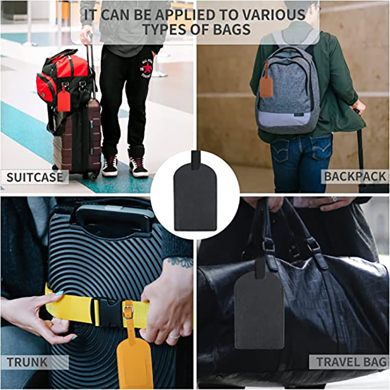 PU Leather Luggage Bag Tags w/Privacy Cover 13