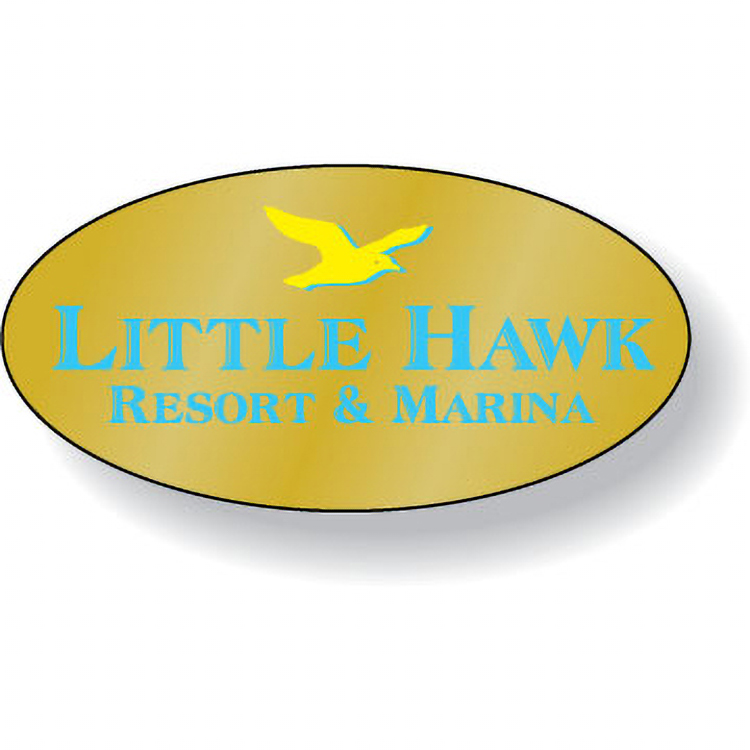 Dull Gold Foil Paper Flexo-Printed Stock Oval Roll Labels (.875"x1.75")