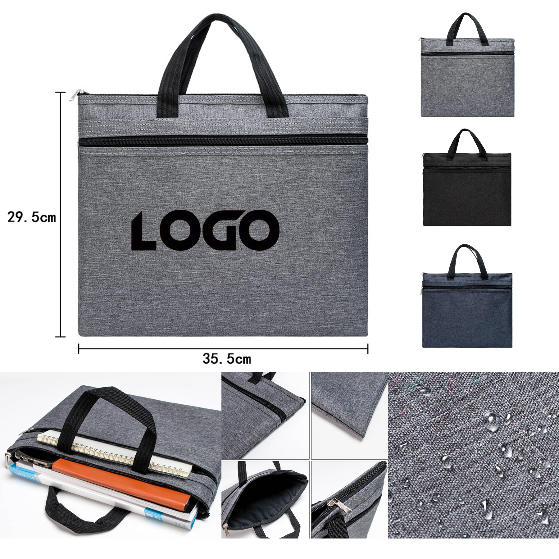 Briefcase Laptop Bag Canvas Document Bag 2
