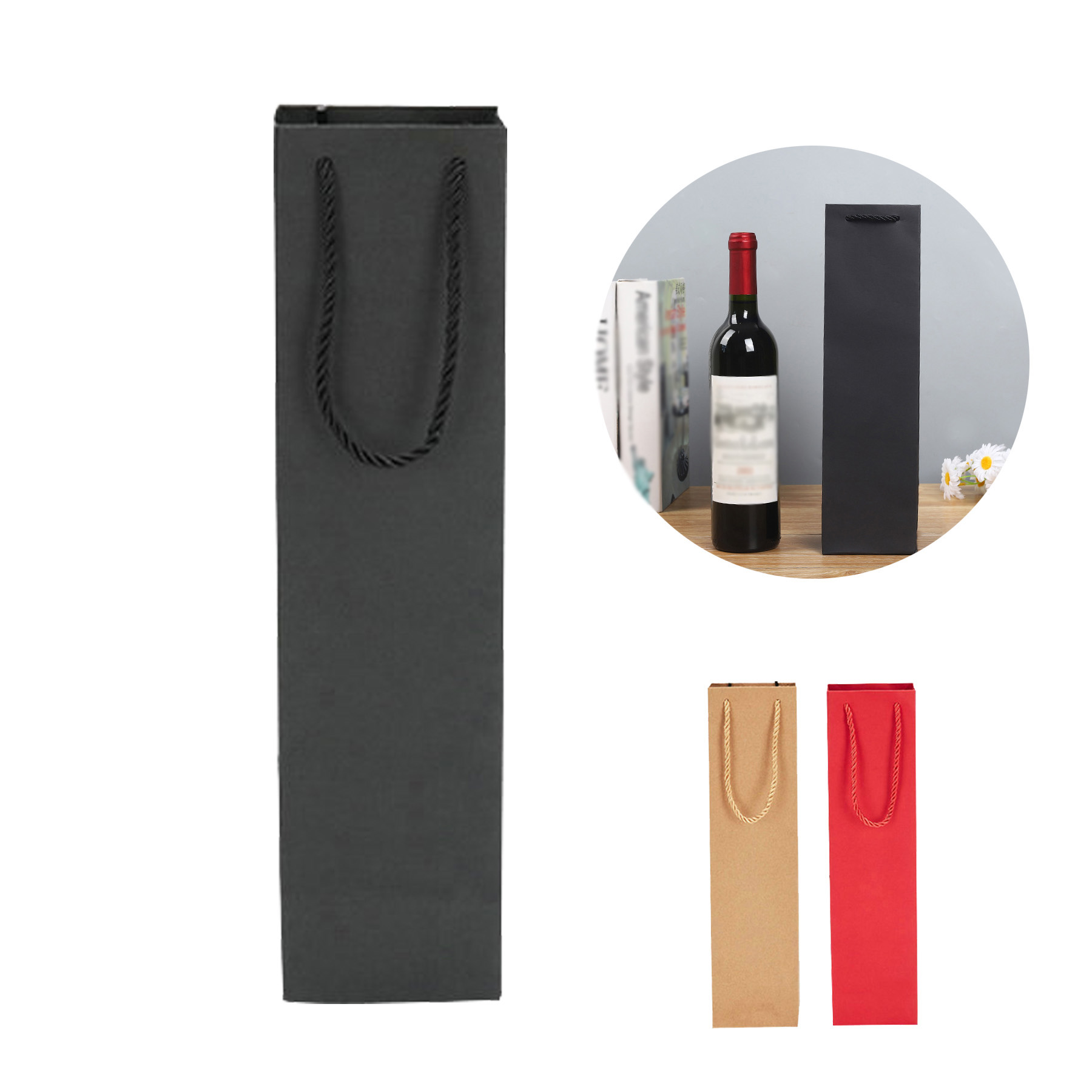Single Kraft Paper Wine Tote Bag 2