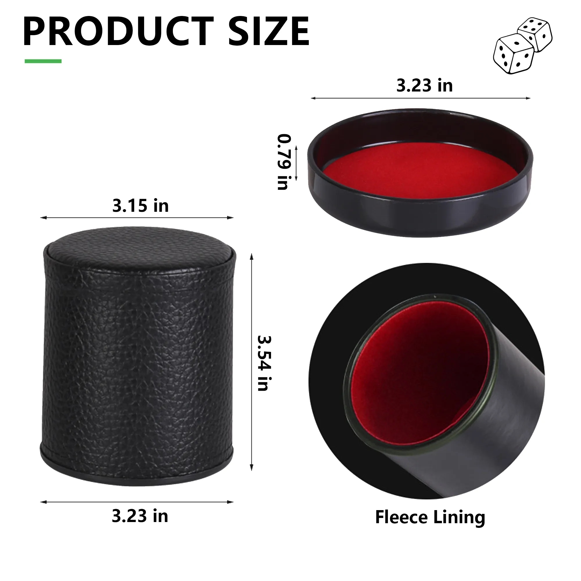 PU Leather Dice Cup With Tray 6