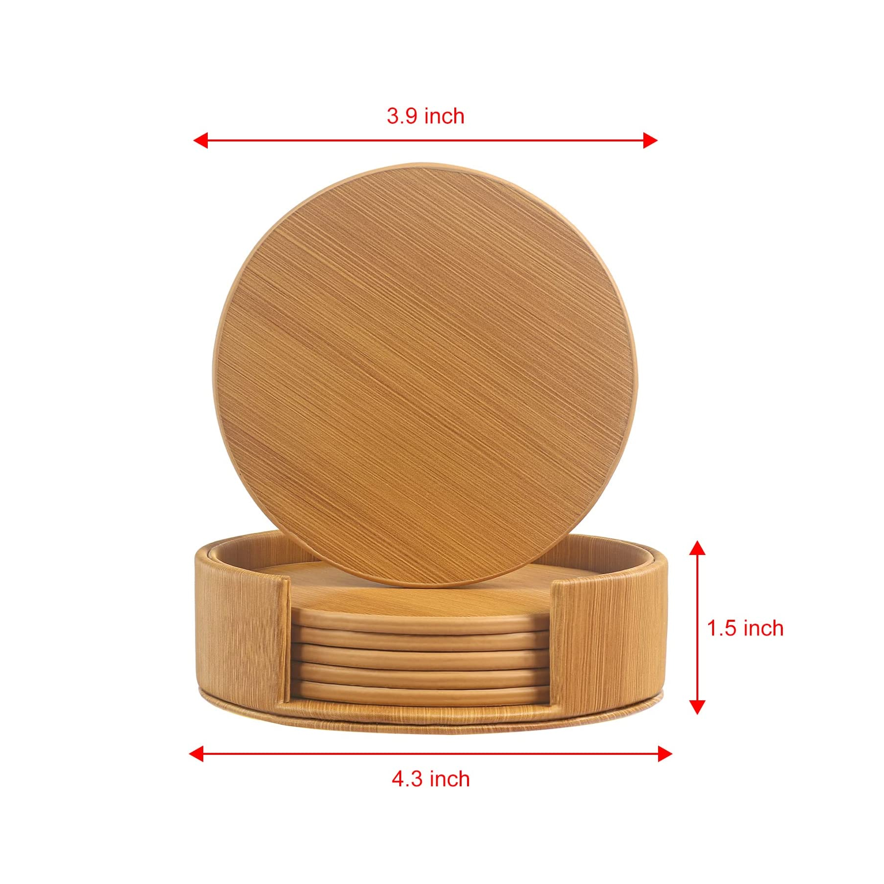 6-Piece Leather Coasters with Holder 3