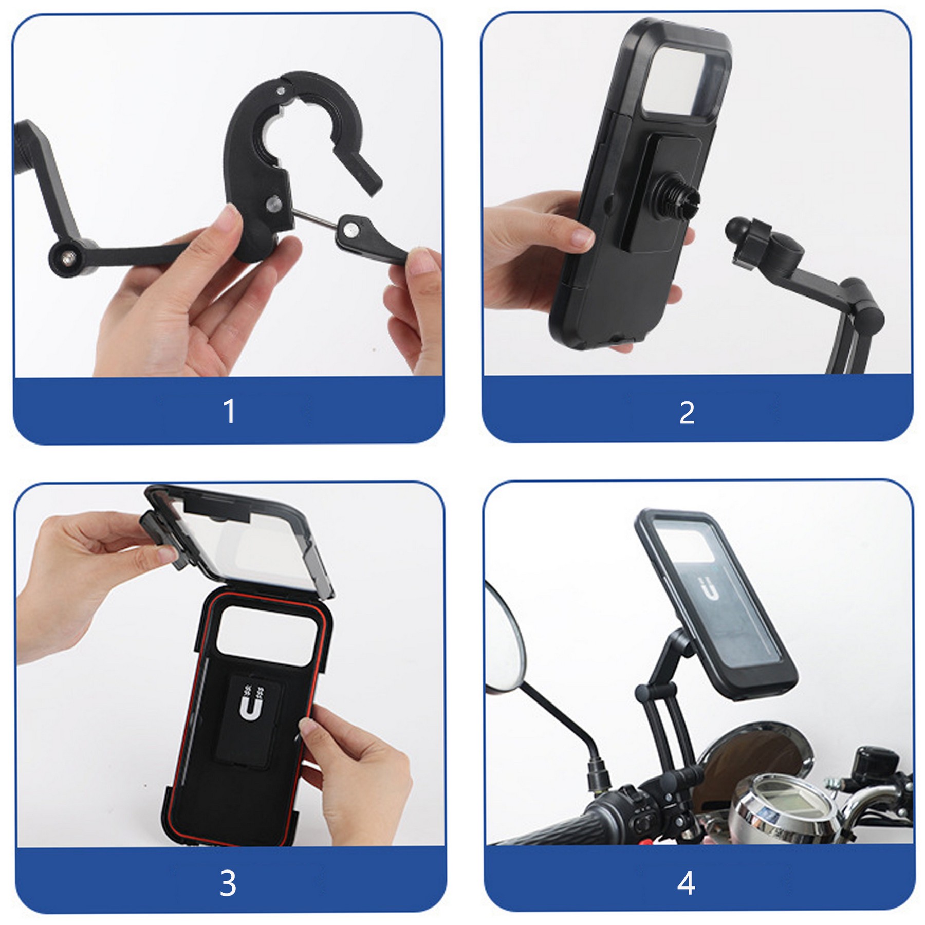 Bicycle Motorcycle Phone Mount Holder Waterproof Universal 2