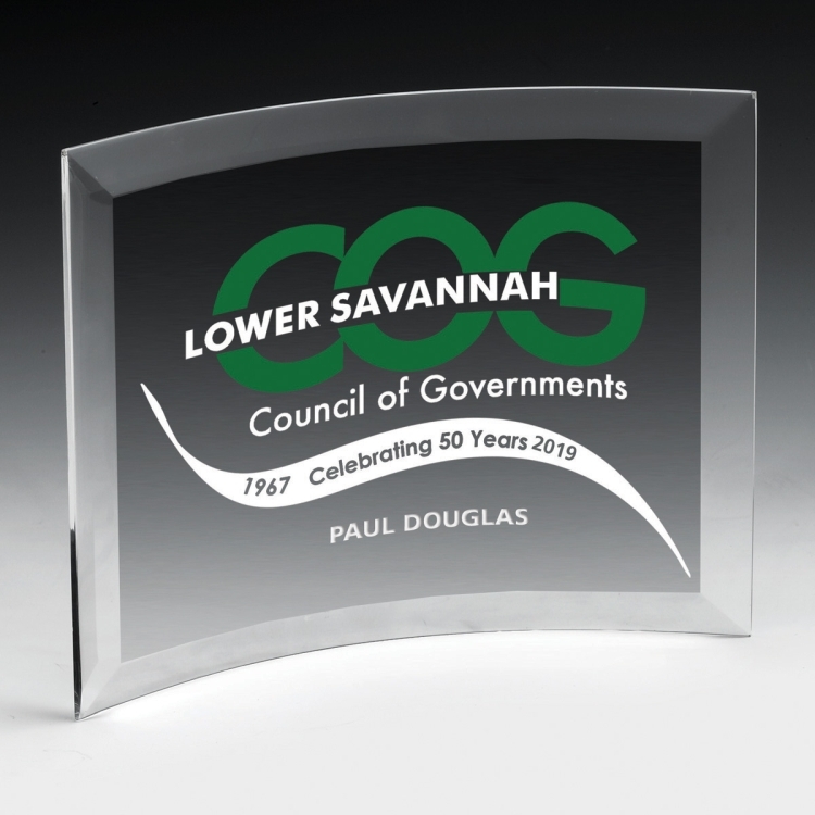 Laser Engraved Freestanding Curved Award (6"x 8"x 1/4") 2