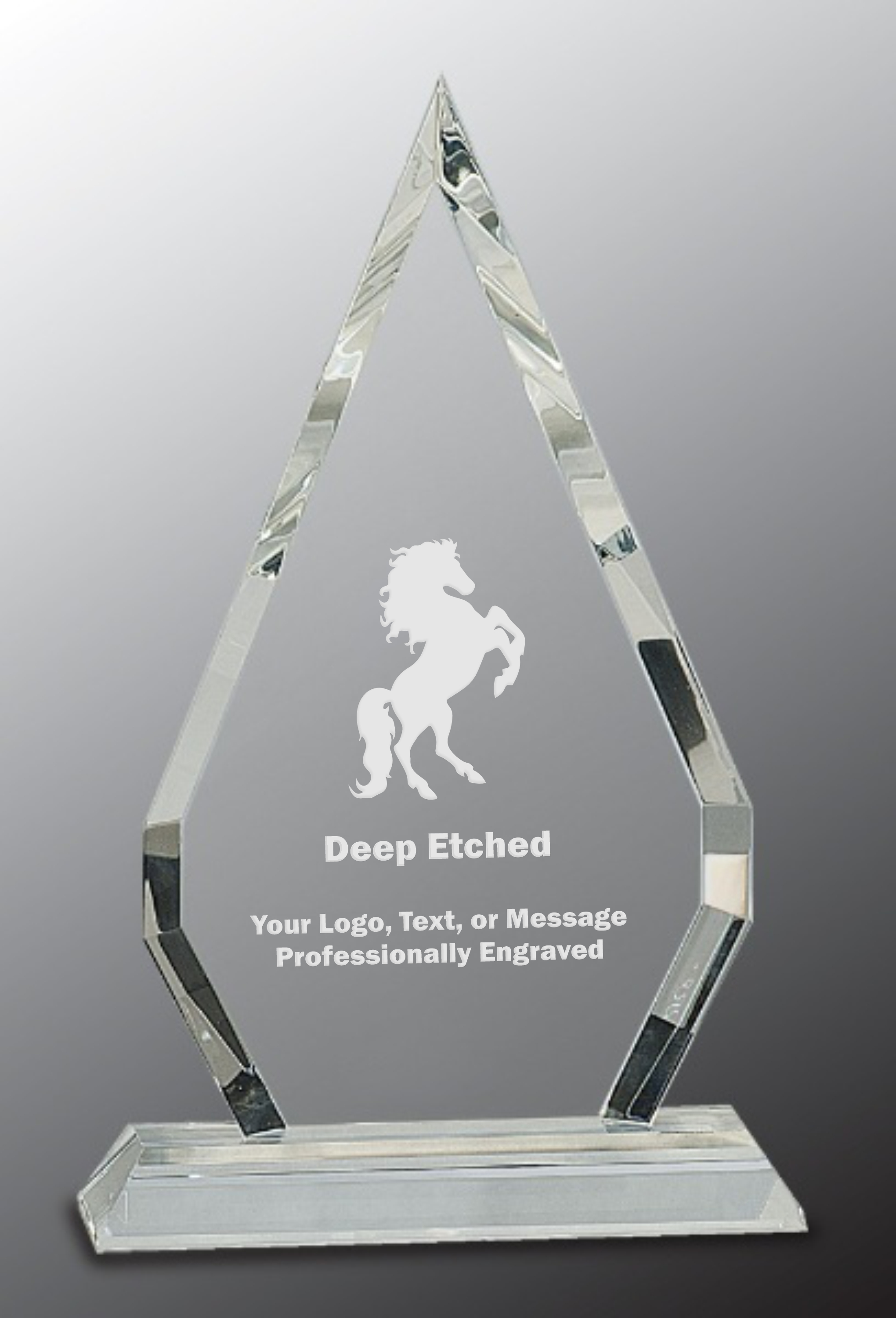 10" Crystal Diamond Award on Clear Pedestal Base