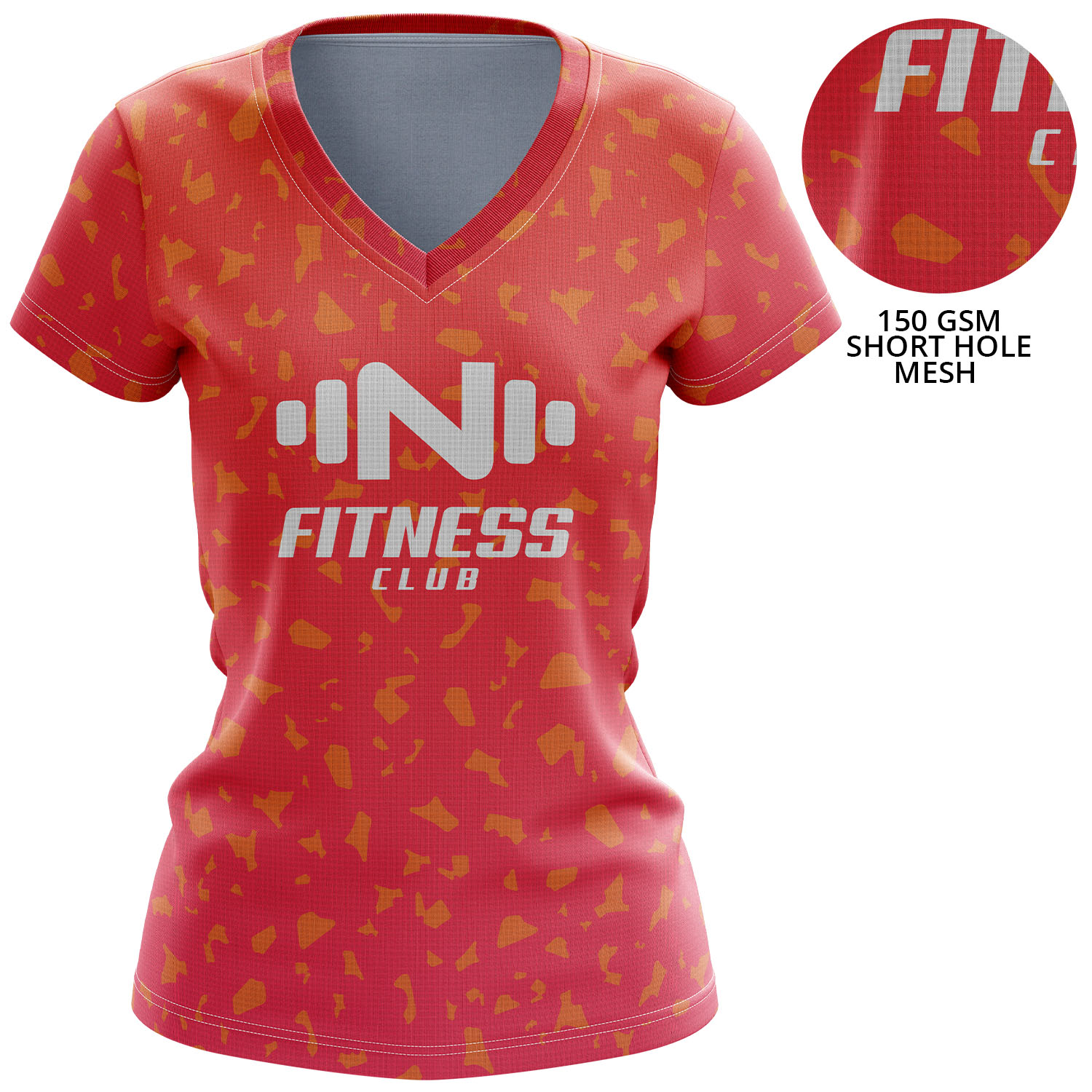 Women 150 GSM Short Hole Mesh Performance Sublimation V-Neck Short Sleeve T-shirt 4
