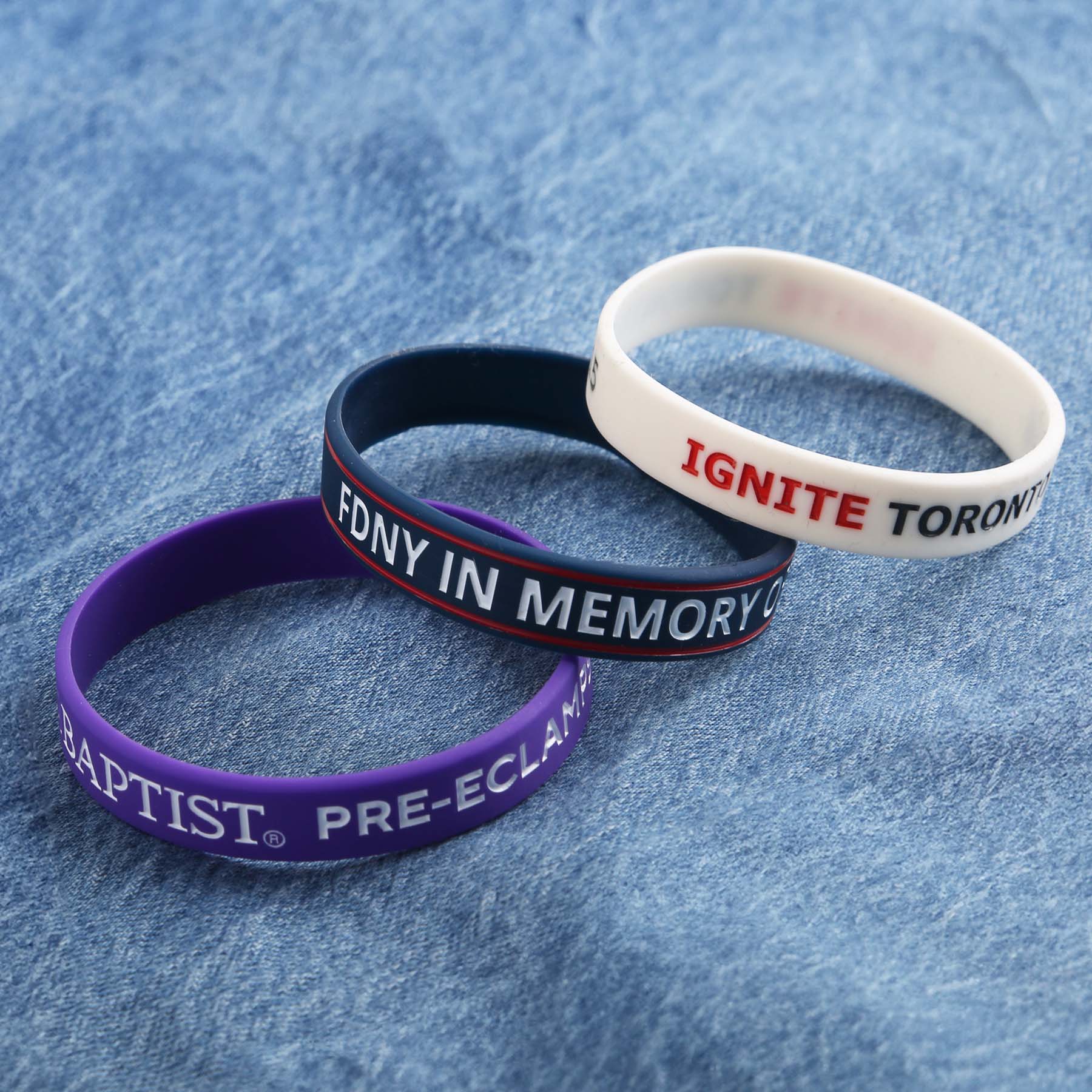 Debossed & Color Filled Silicone Bracelets: 12mm 9