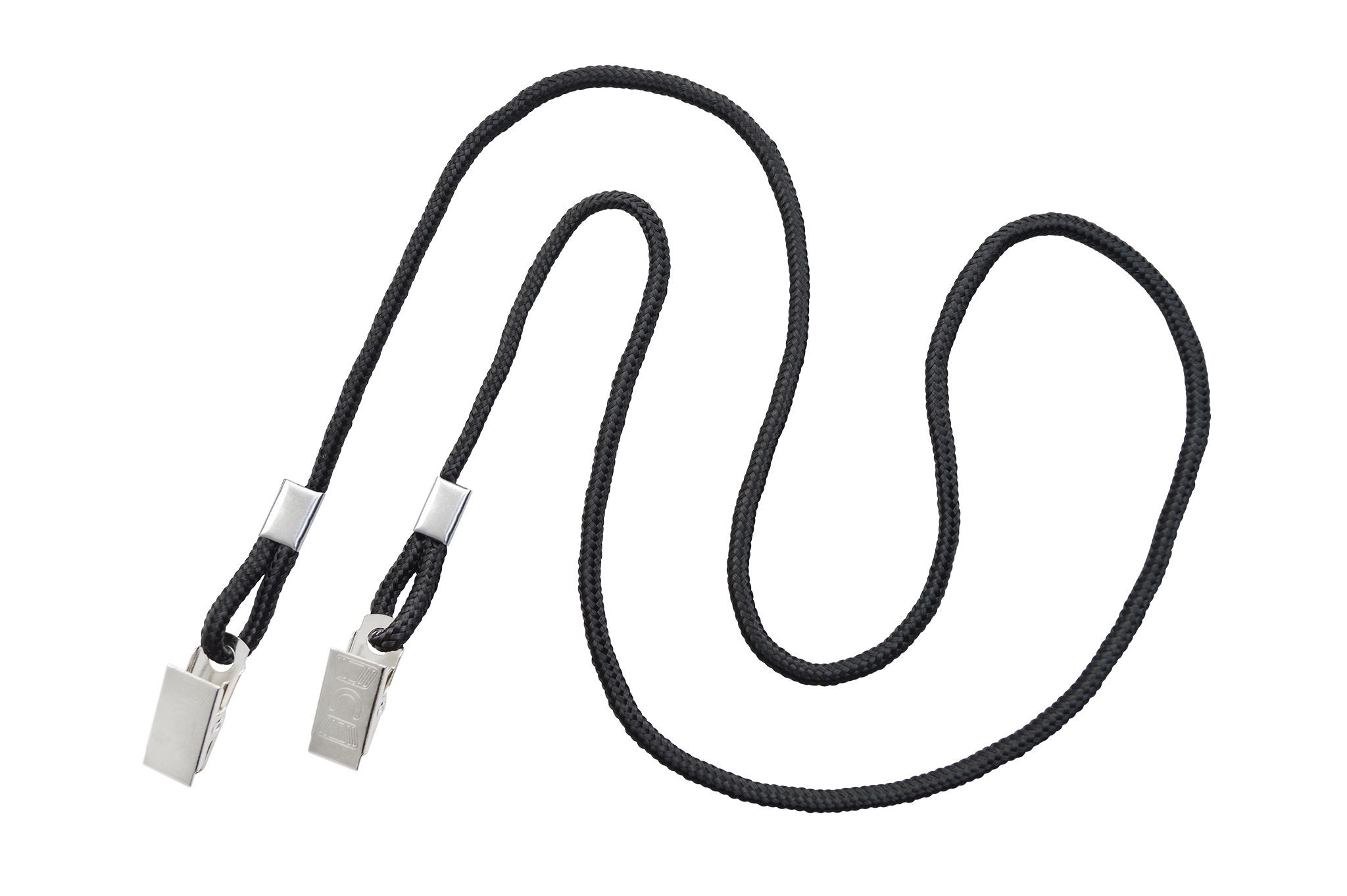 1/8" Blank Double Ended Lanyard w/Bulldog Clip (Black) 1