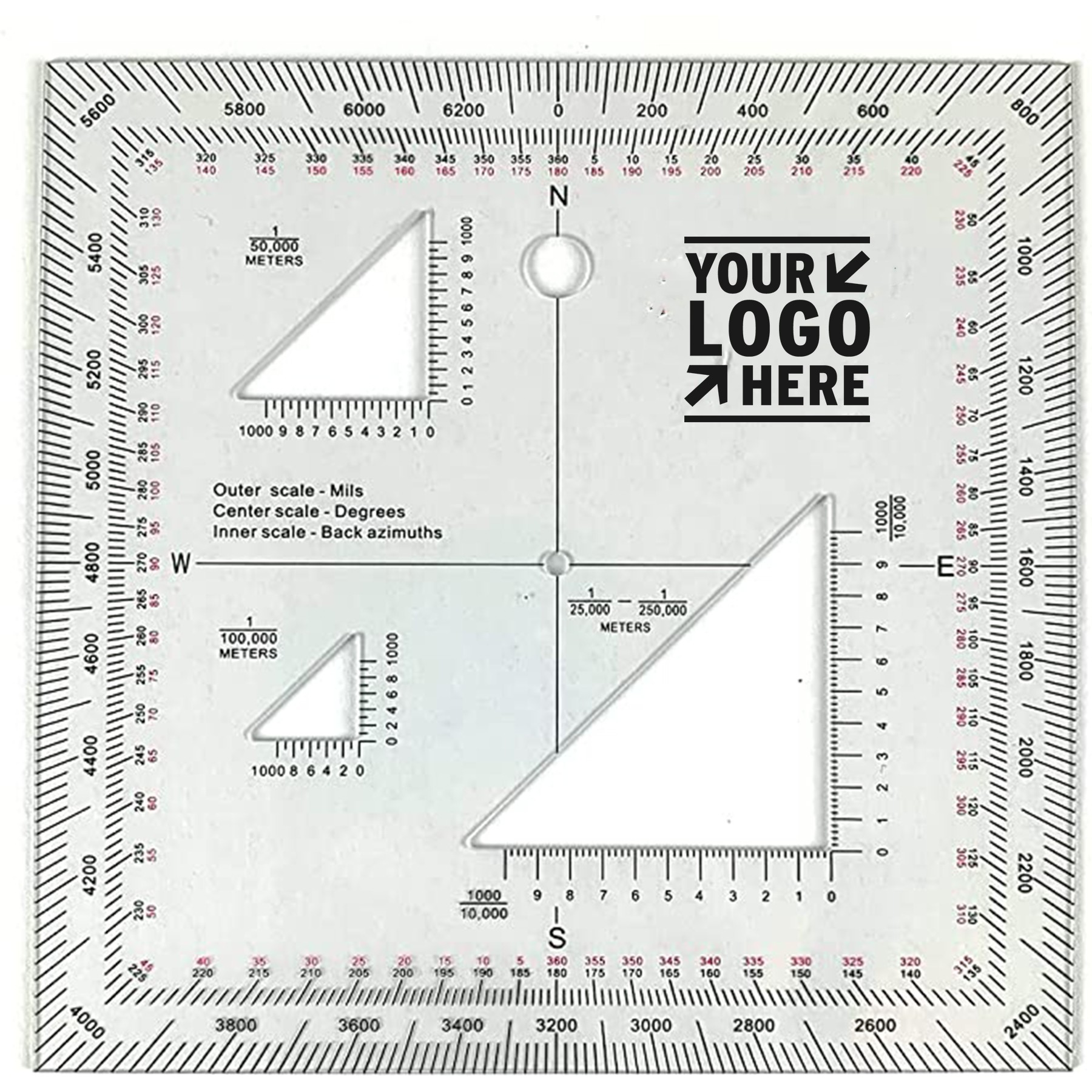 5 x 5 Inches Portable Military Scale and Protractor 3