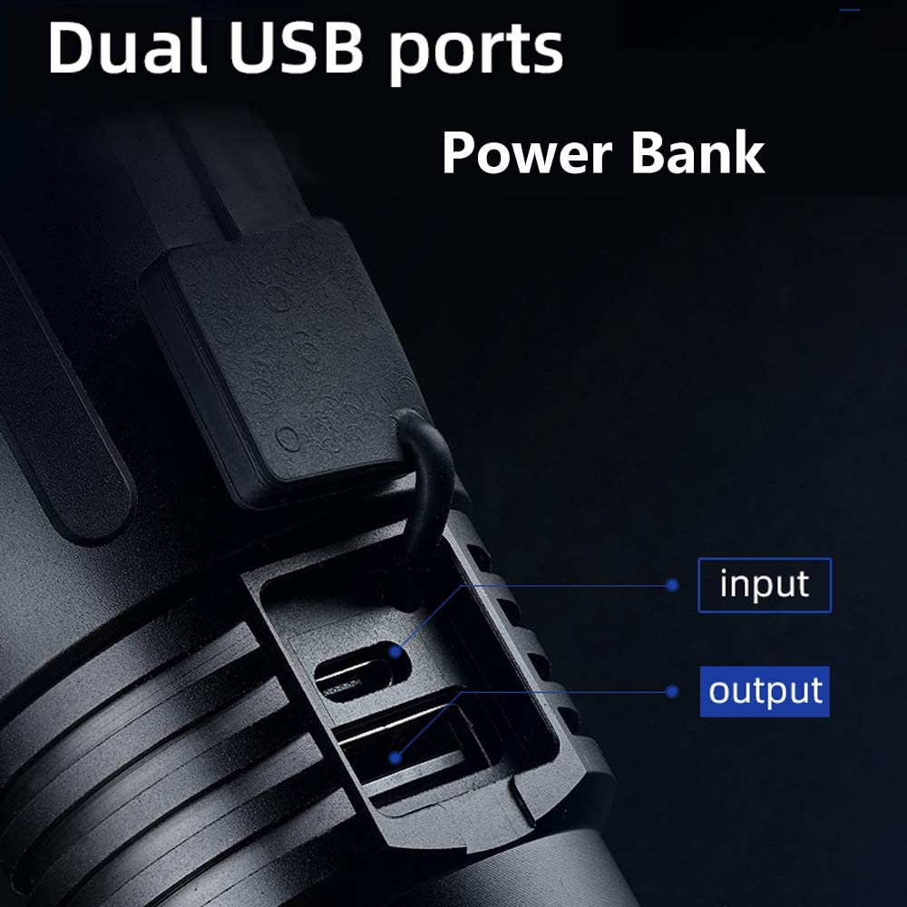 3000 Lumens Zoomable LED Flashlight Extremely Bright USB-C Powered Rechargeable 3700mAh With Power B 7