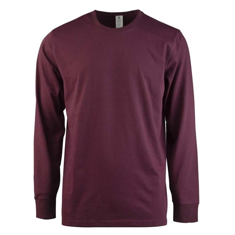 Men's Long Sleeve Crew Neck T-Shirts Burgundy Large 1