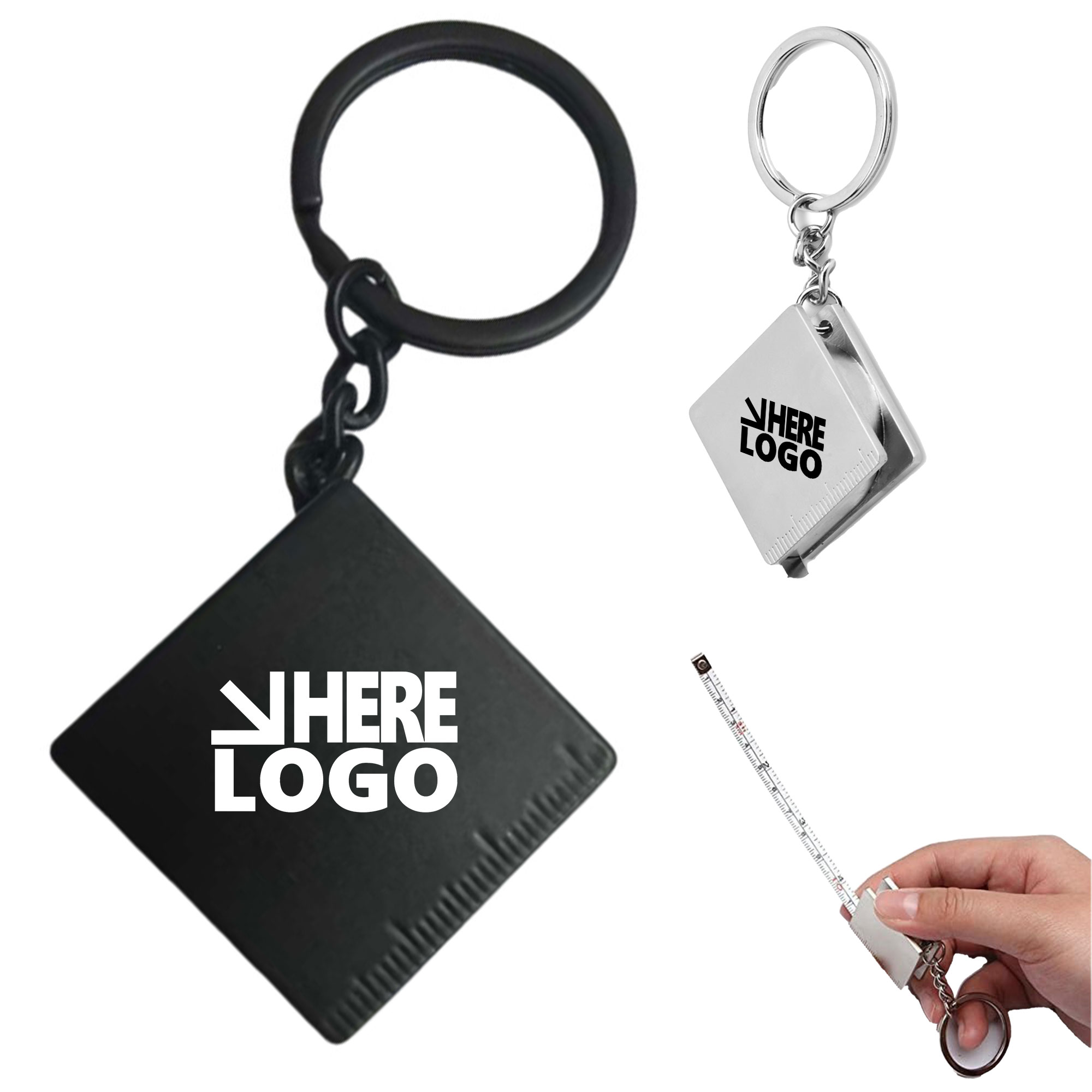 MOQ 20 Square Tape Measure Key Tag Chain 2.3ft 2