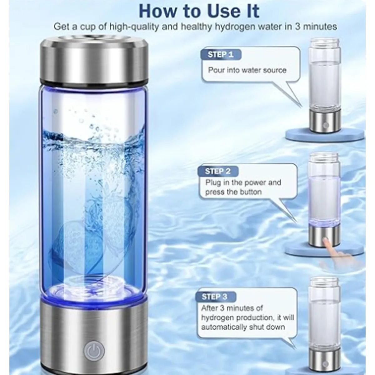Portable Quick Electrolysis Hydrogen Water Generator 3