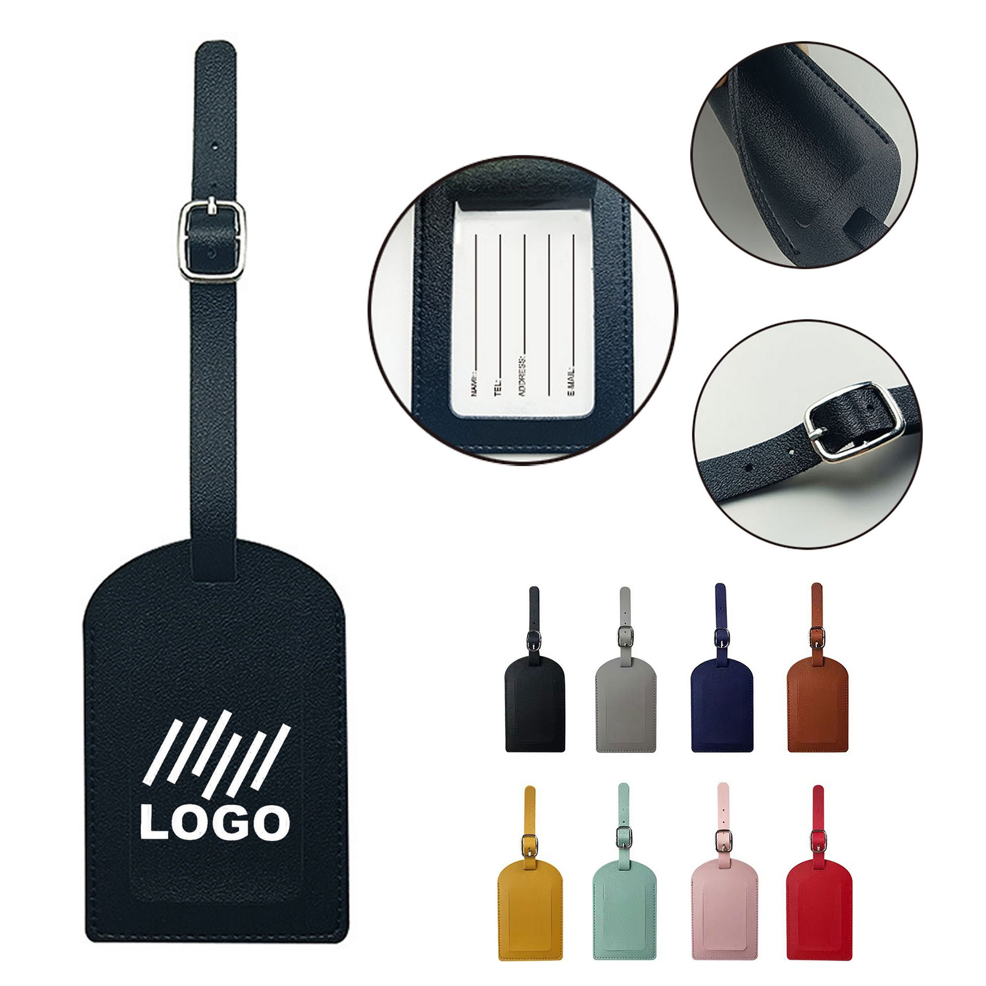 Portable PU Leather Luggage Tag Adjustable Lanyard 1