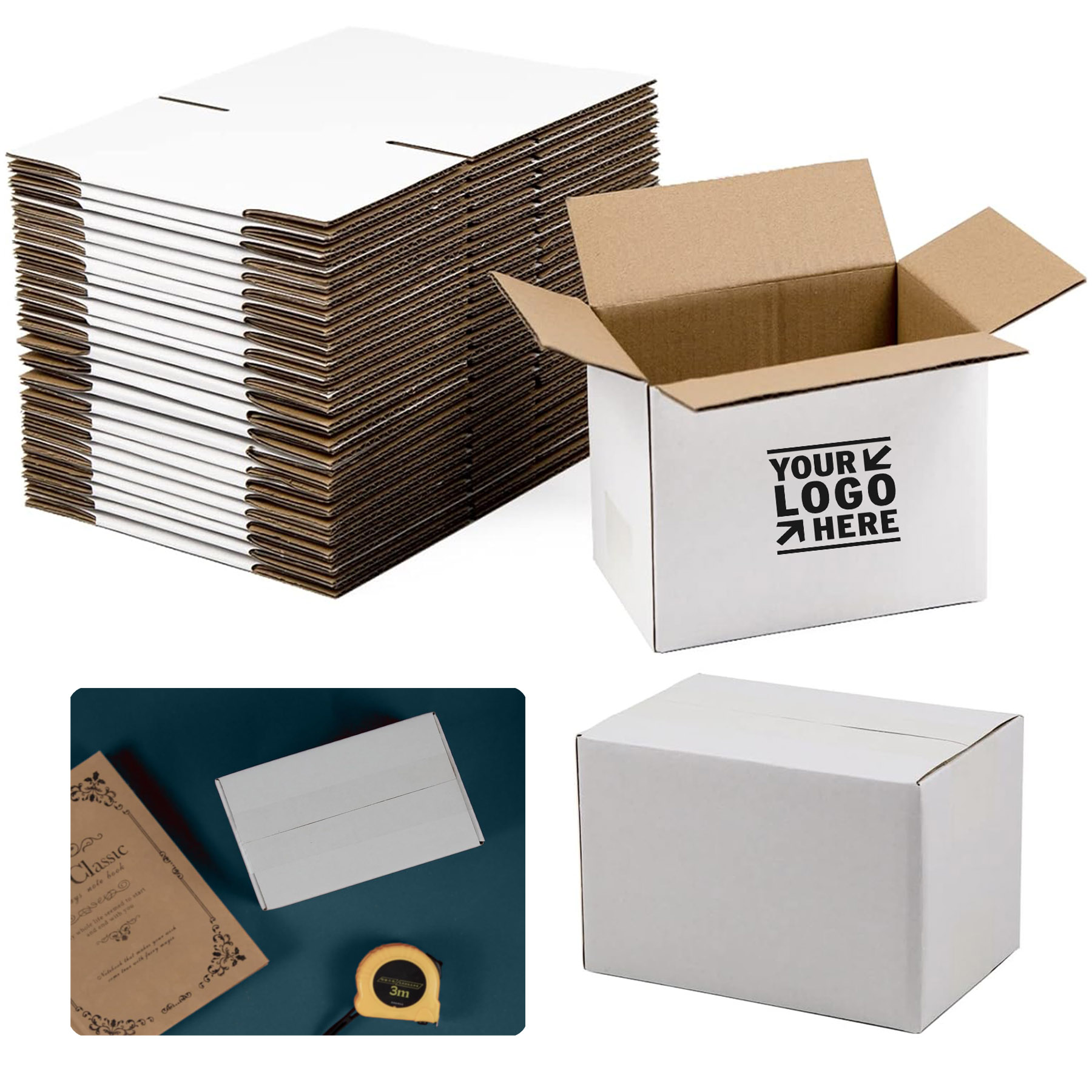 Recyclable 6x4x4 Inches Small White Corrugated Cardboard Bussiness Shipping Box 2