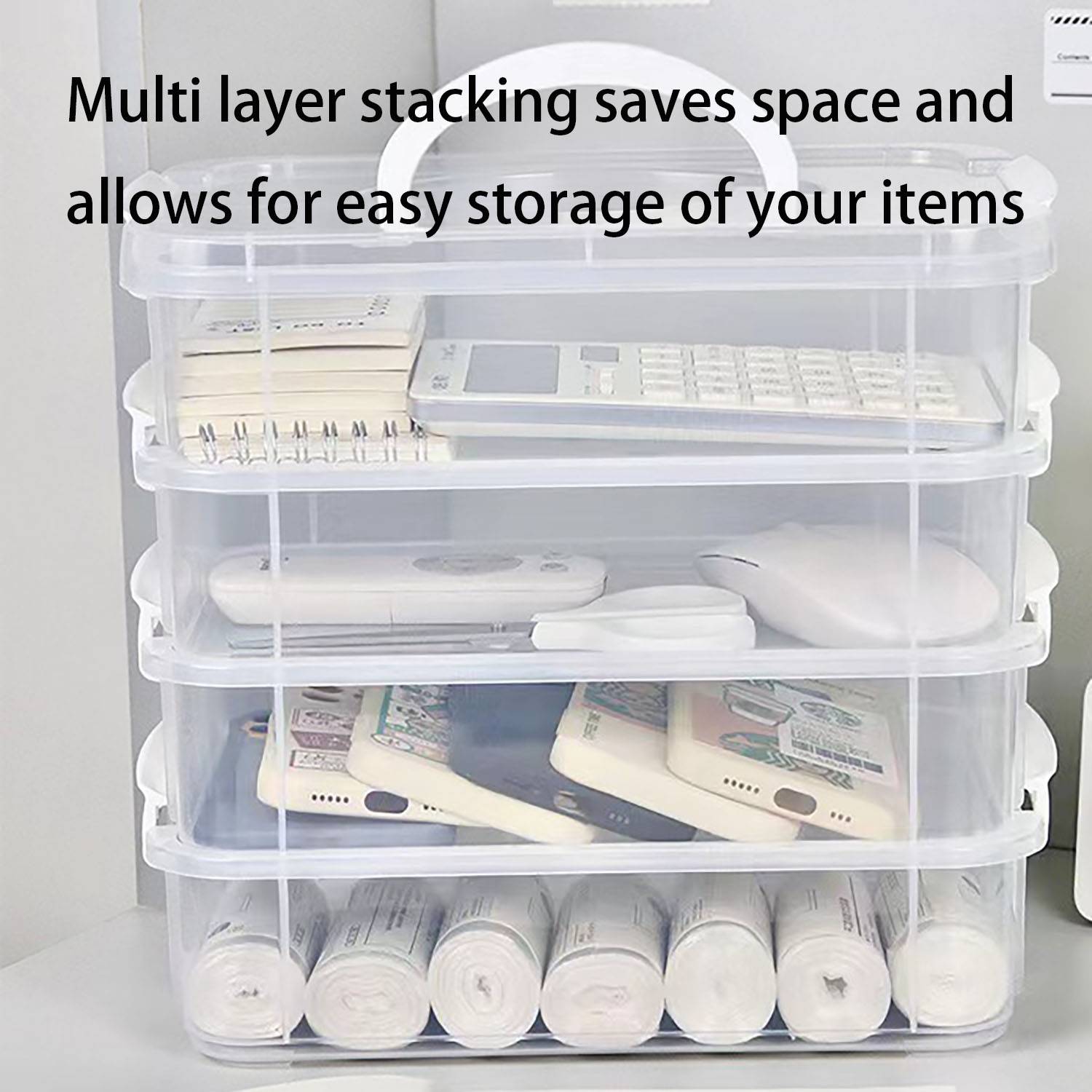 Stackable Transparent Storage Container Box with Handle 3