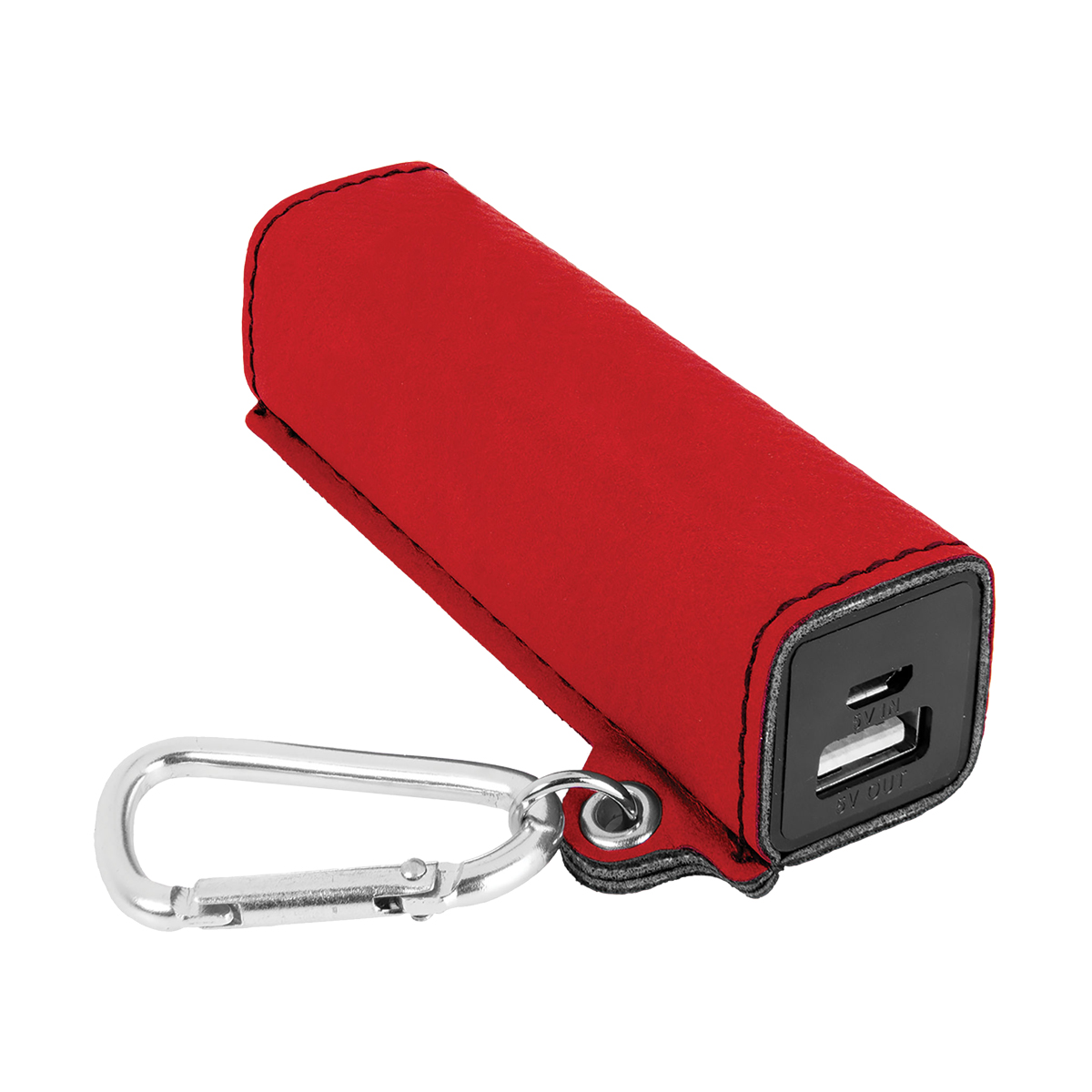 Red Leatherette 2200mAh Power Bank w/USB Cord 2