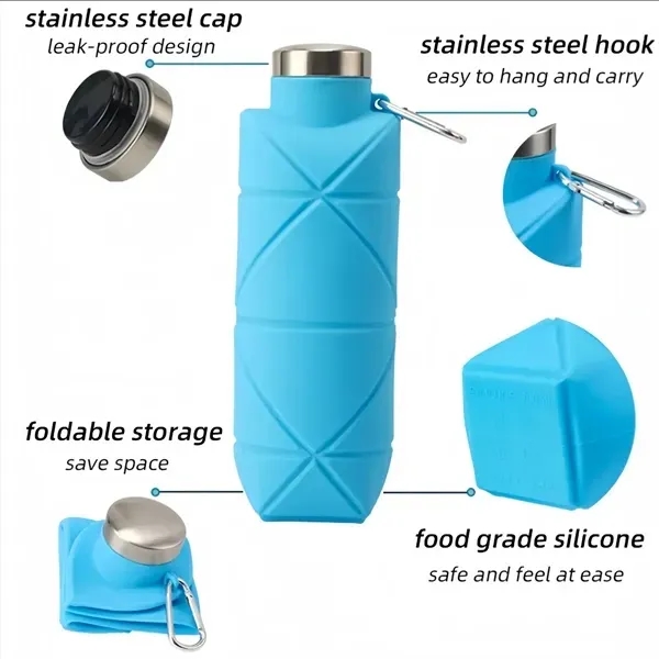 23 oz Reusable Collapsible Water Bottle Eco-Friendly Design 3