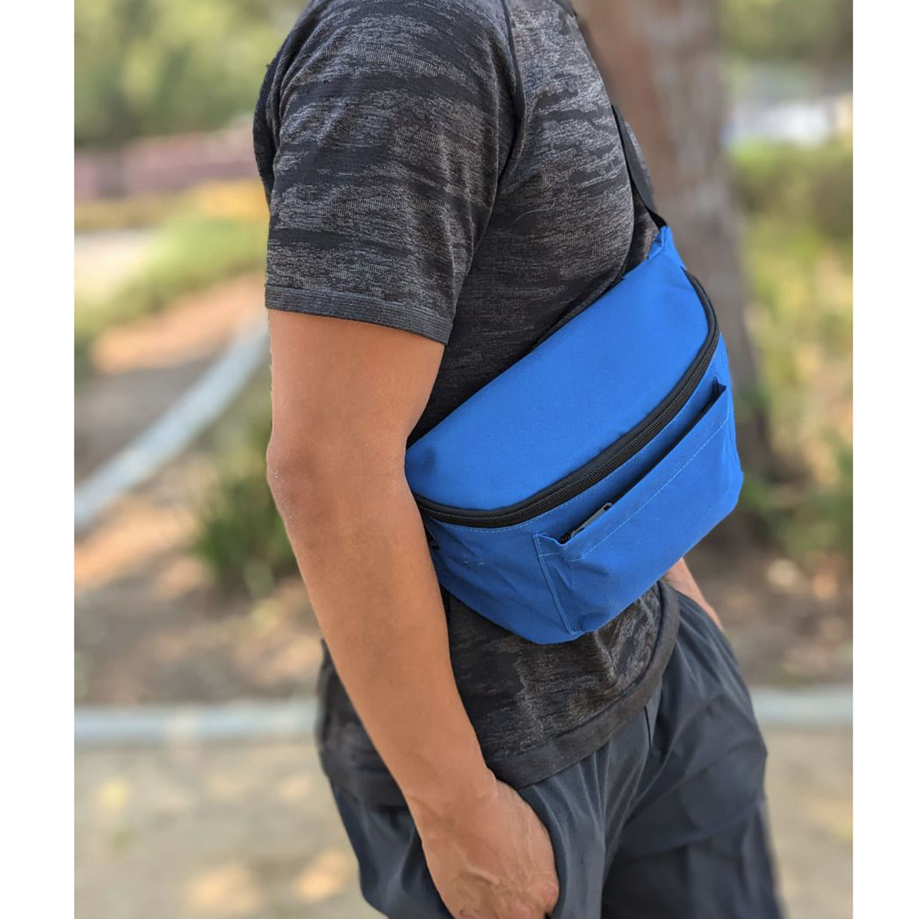 600D Polyester 3-Zipper Fanny Pack/Crossbody Sling 3