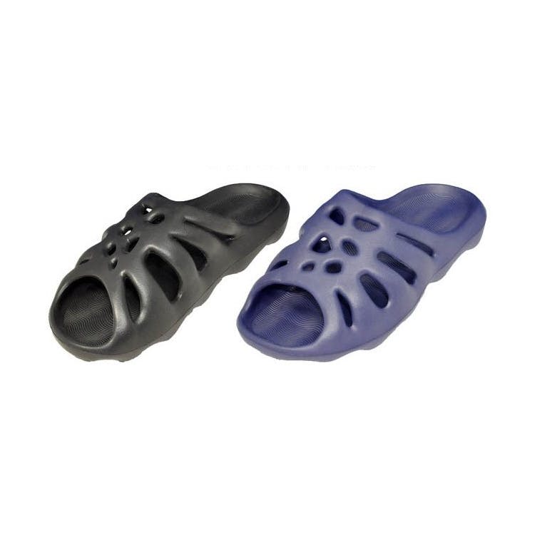 Men's Web Top Slides - Black Navy Size 7-13 2
