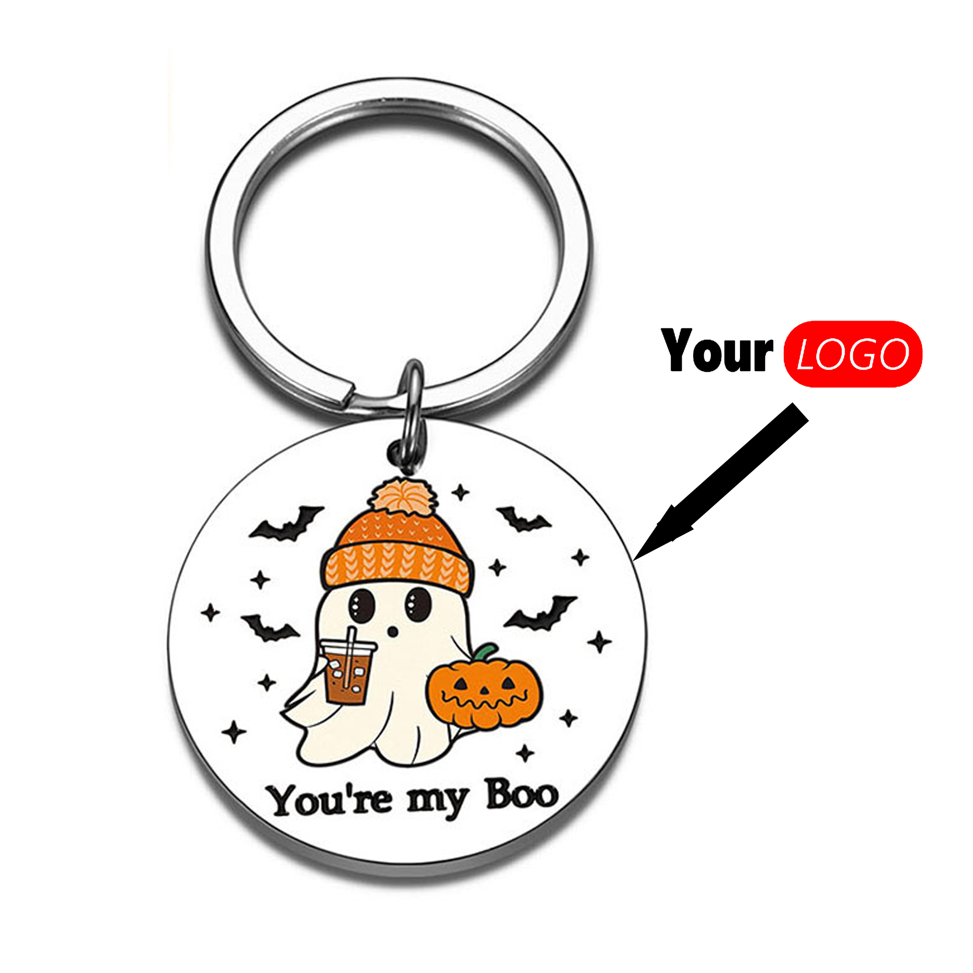 Festive Pumpkin Head Key Pendant Stainless Steel Accessory 4