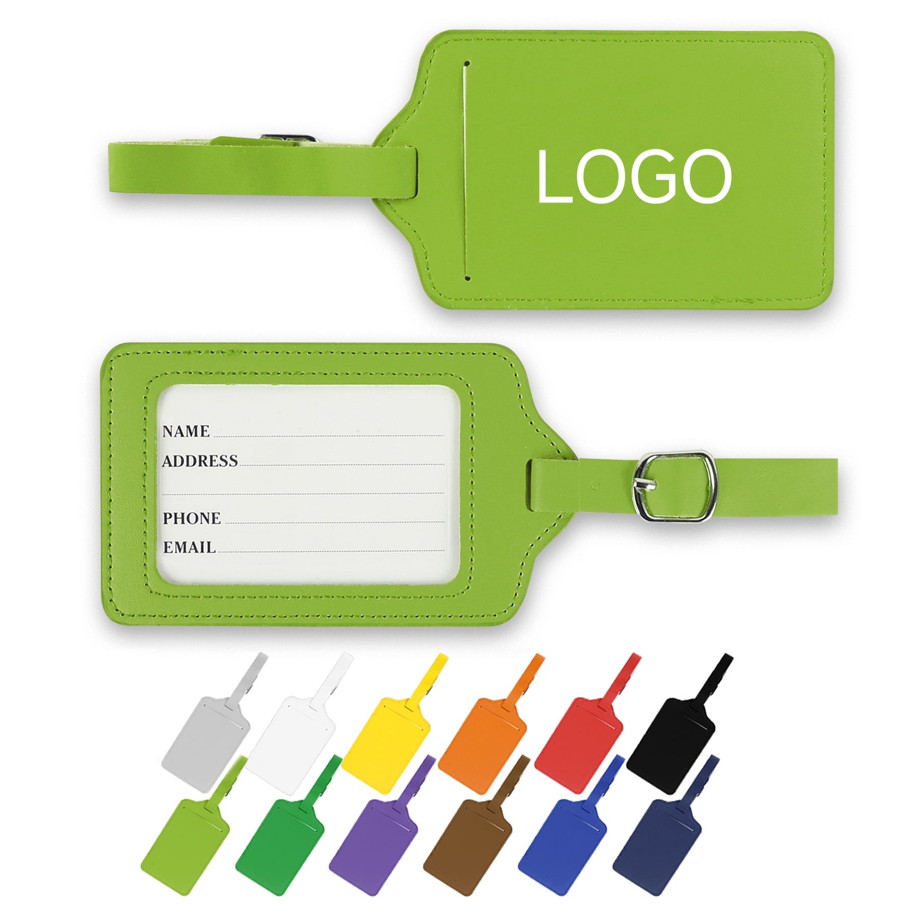 PU Leather Luggage Tag W/ Buckle Strap 6