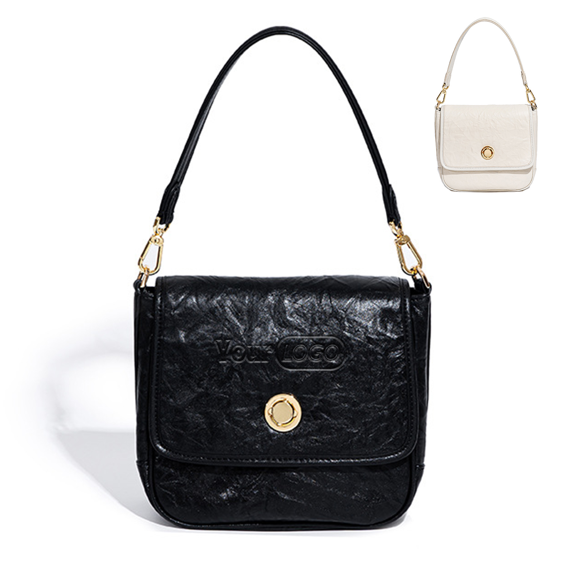 Women's Genuine Leather Flap Crossbody Purse 2